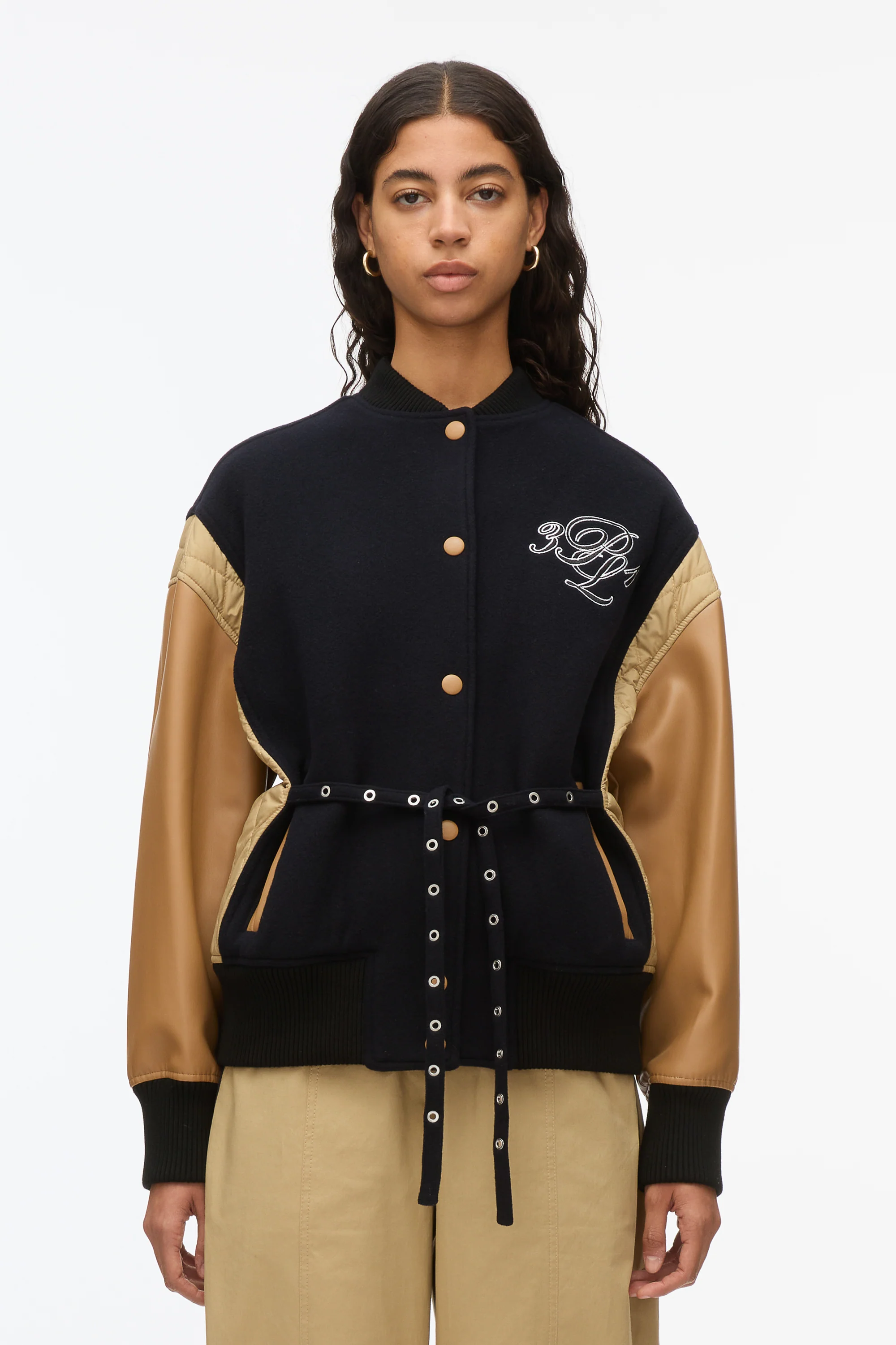 3.1 x Shopbop Boxy Varsity Jacket with Ties - Image 7