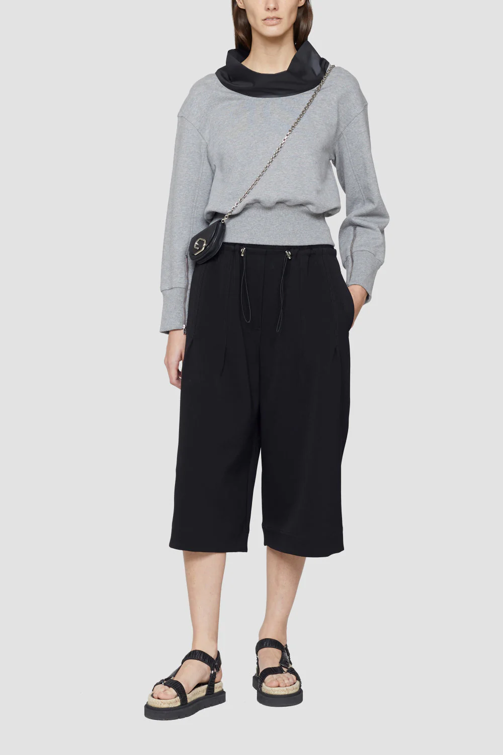 3/4 Sleeve French Terry Cowl Neck
