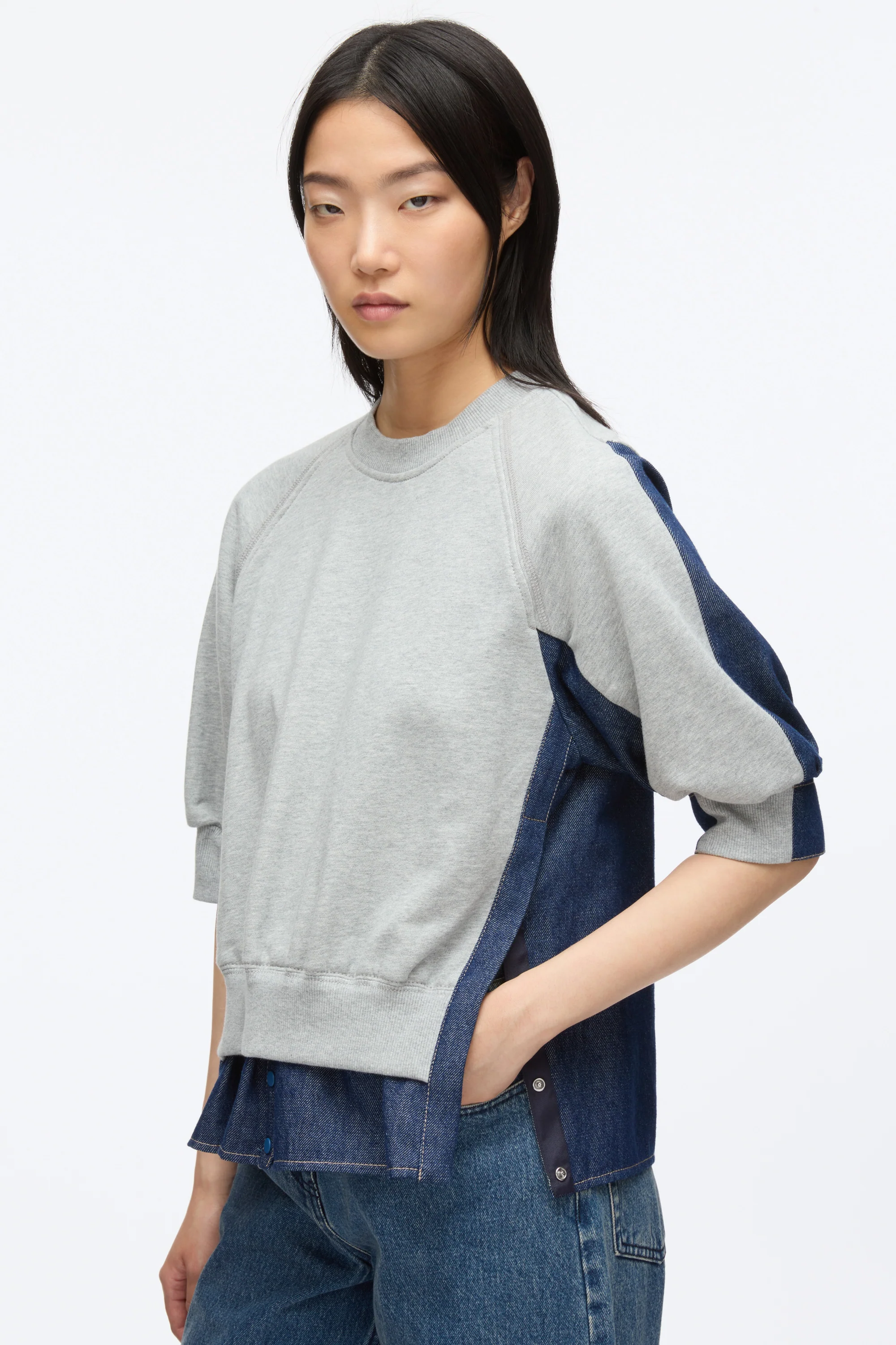 French Terry Top with Denim Combo - Image 6