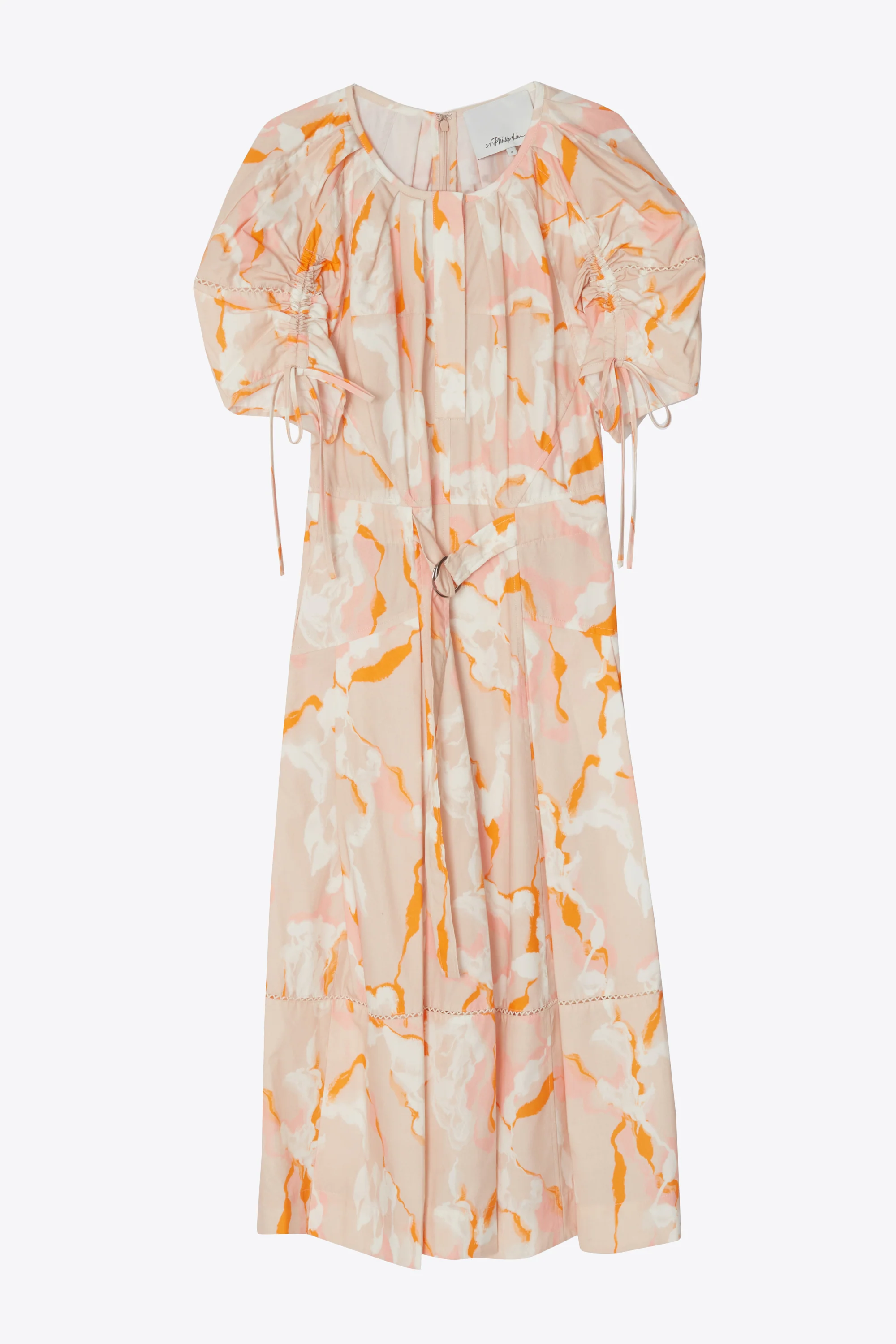 Abstract Vines Gathered Sleeve Dress