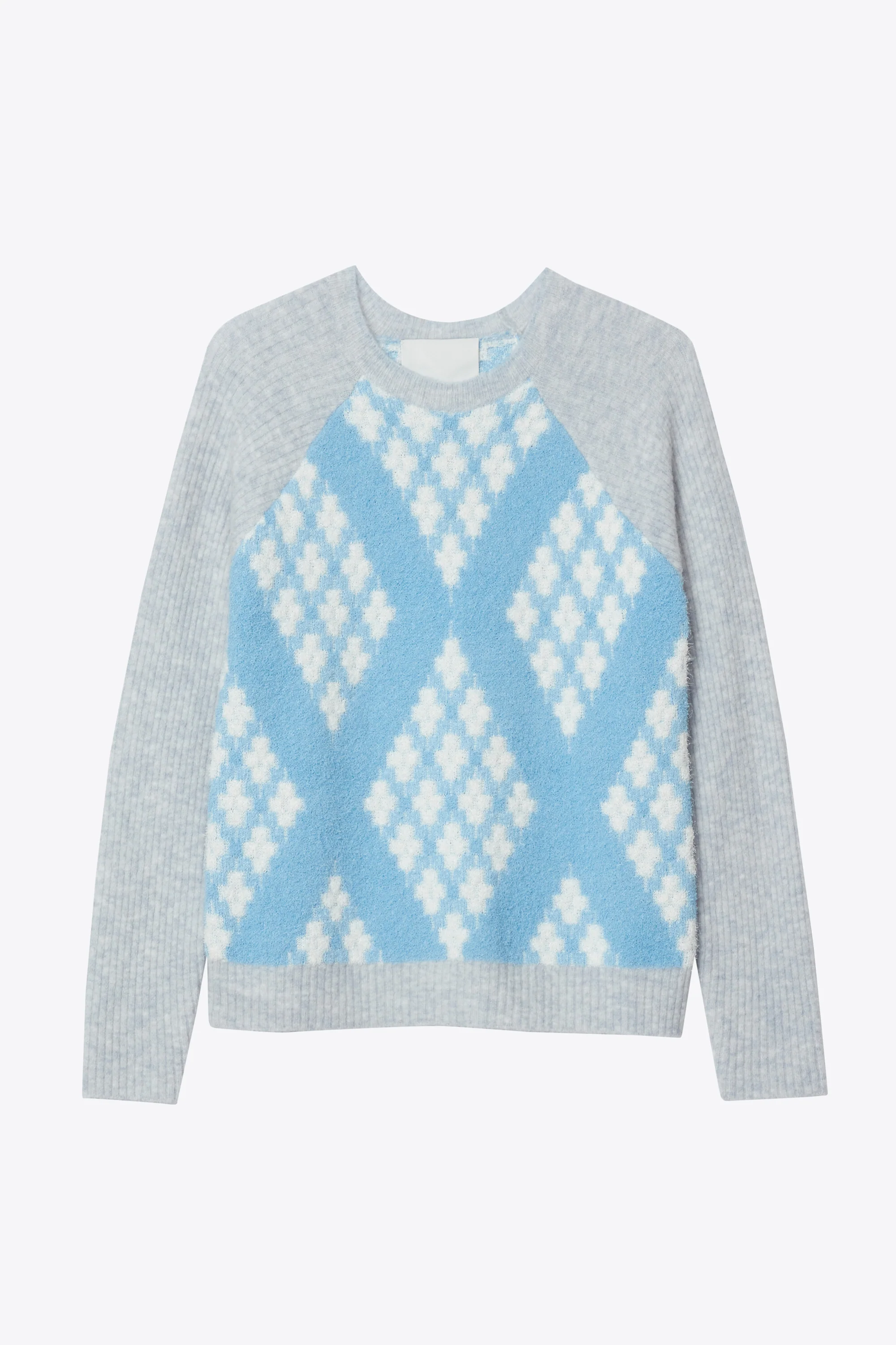 Argyle Jacquard Long Sleeve Relaxed Pullover - Image 2