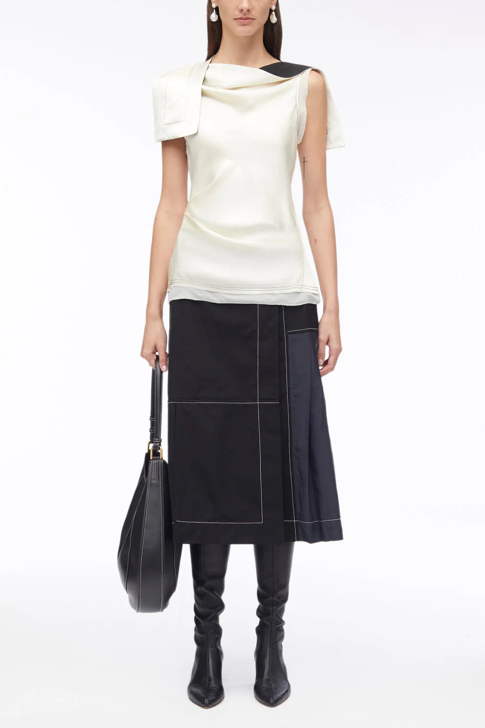 Asymmetric Drape Satin Top
