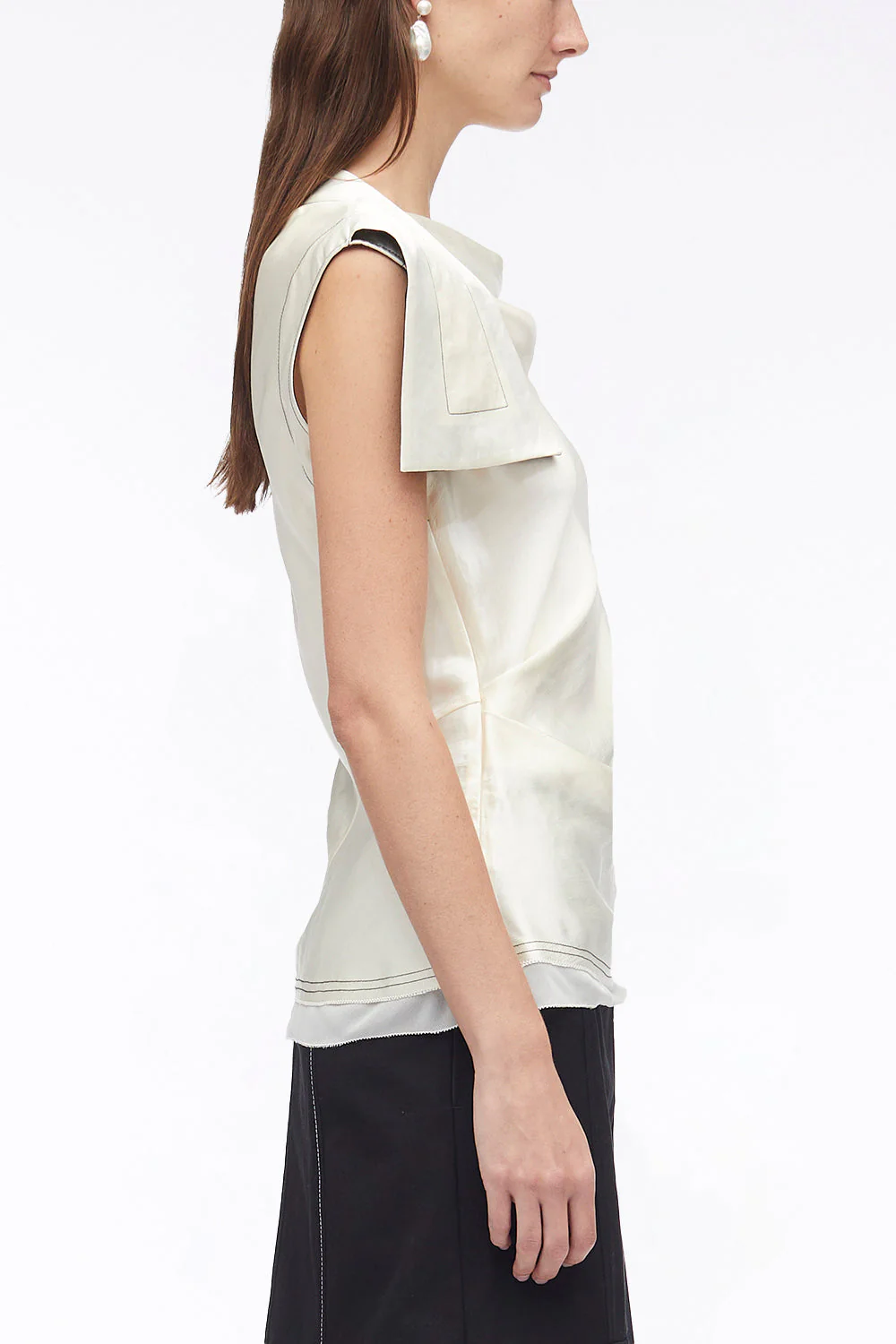 Asymmetric Drape Satin Top - Image 3