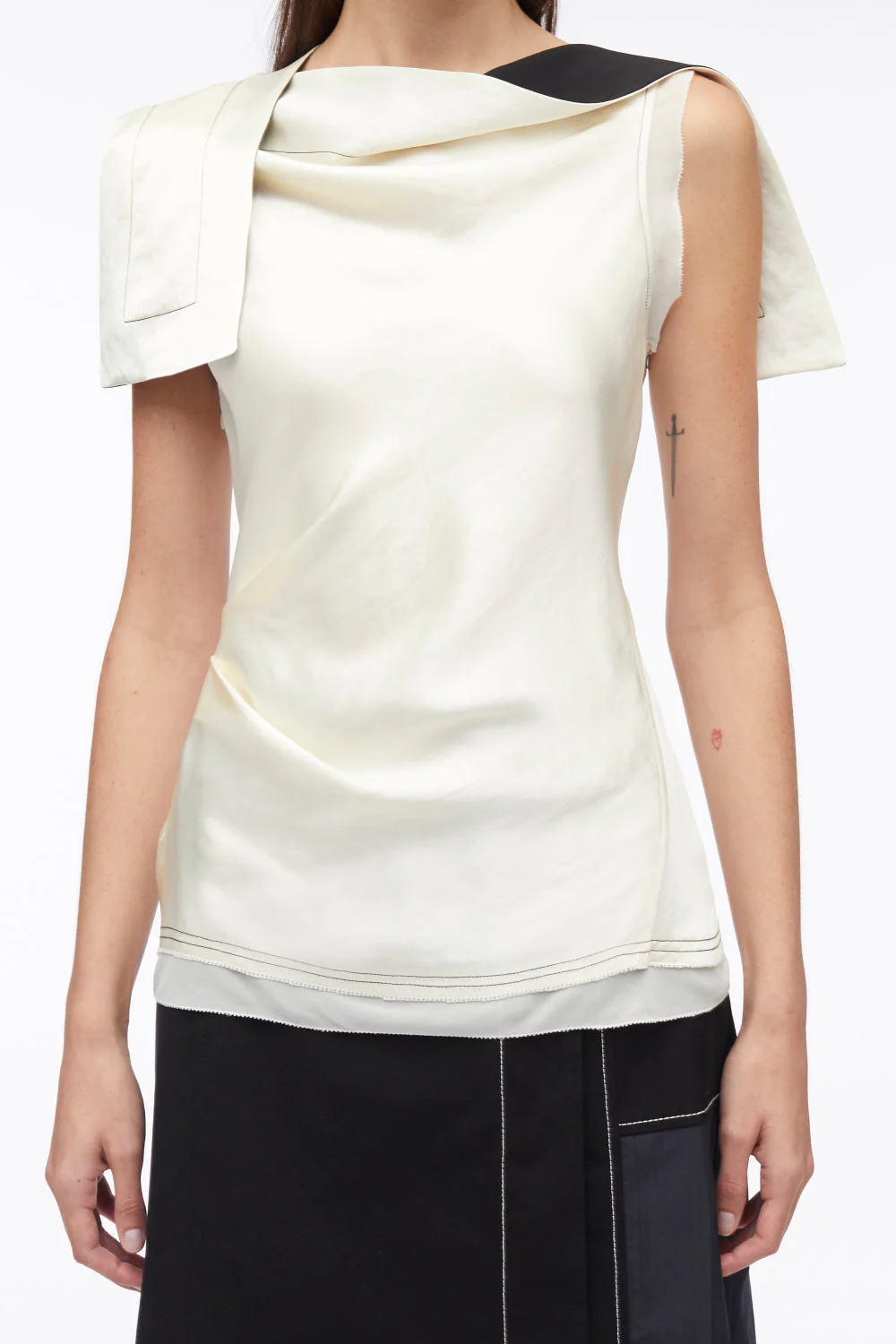 Asymmetric Drape Satin Top - Image 5