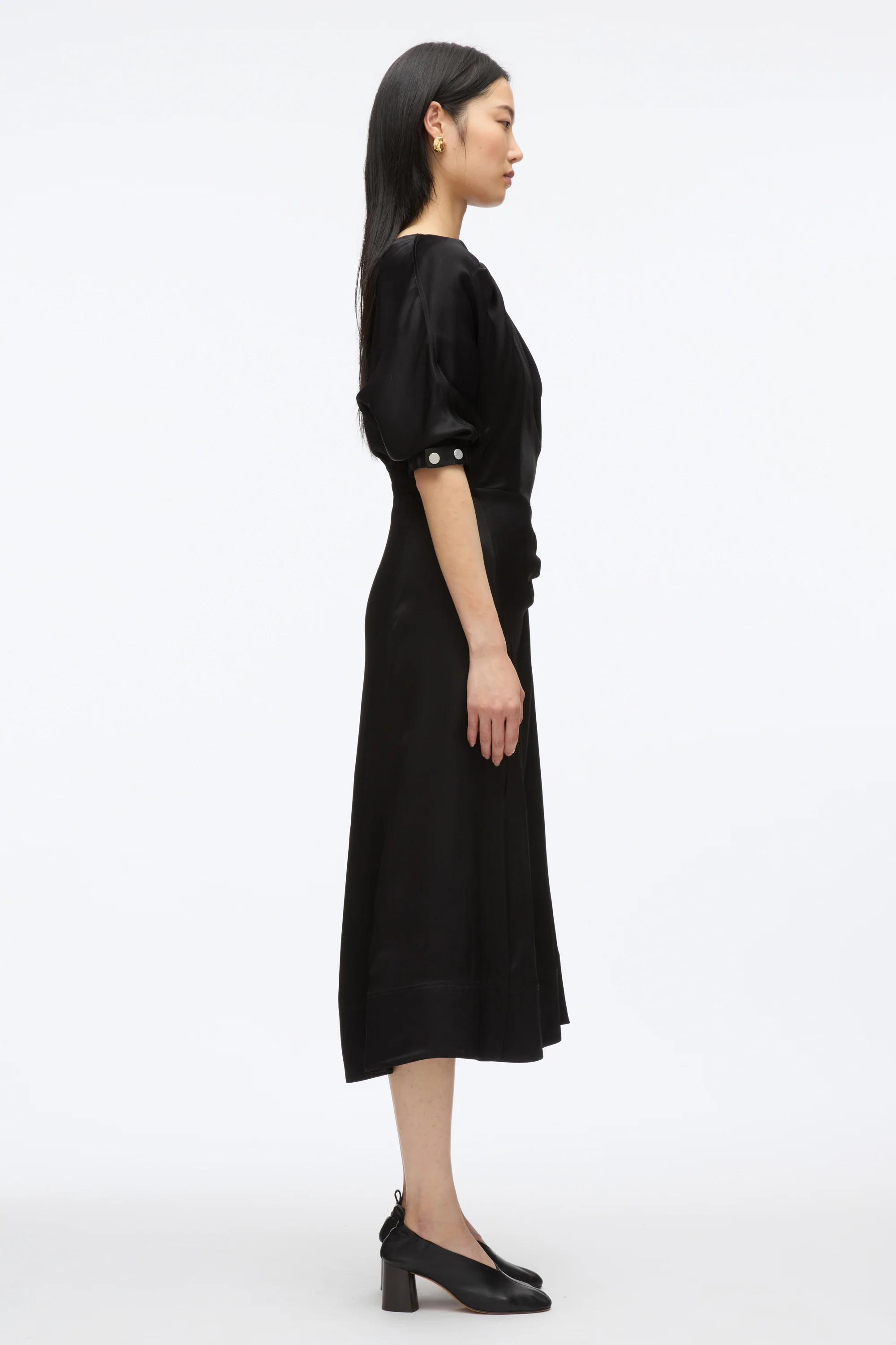 Satin Knotted Drape Dress - Image 3