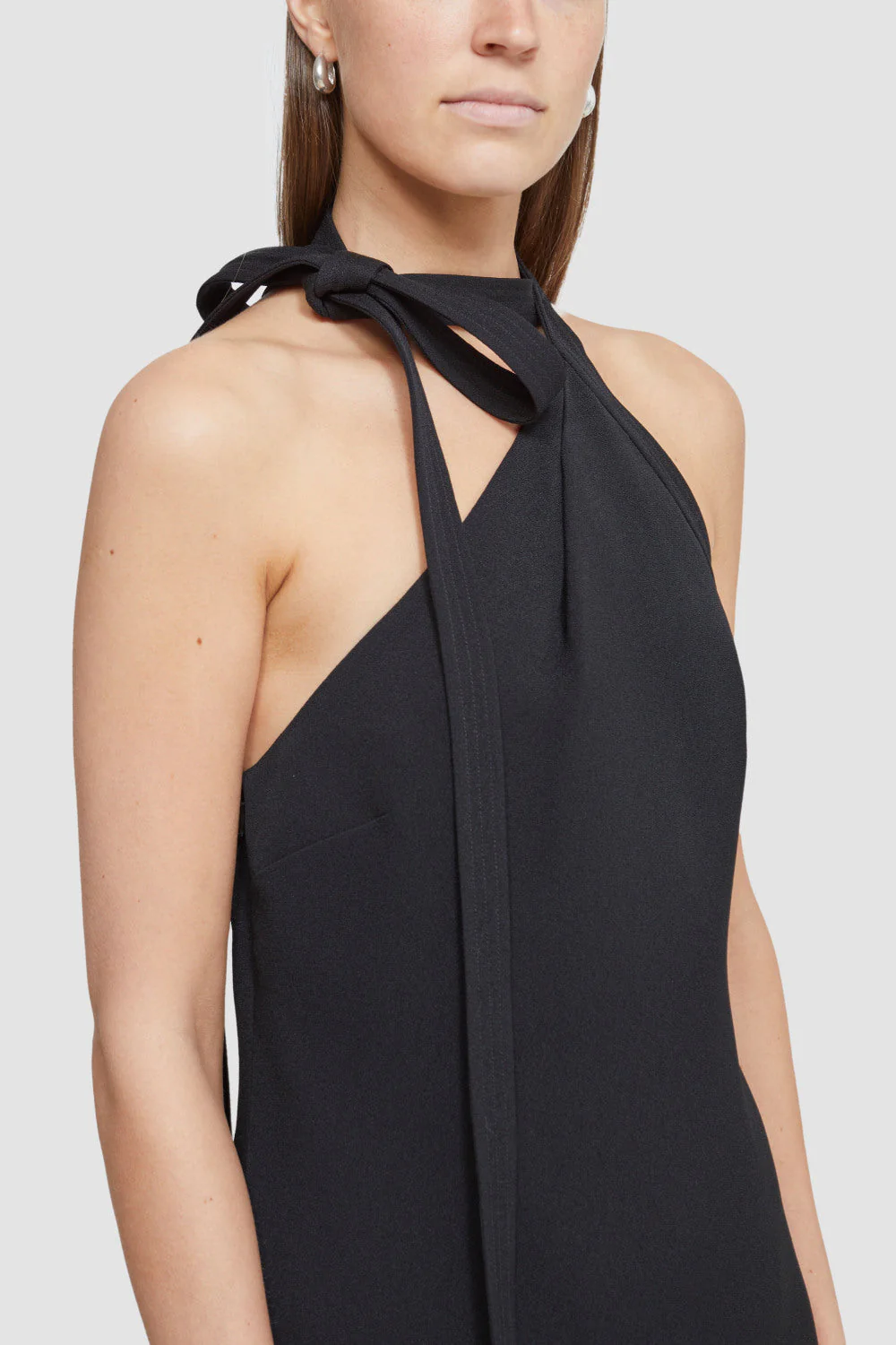 Asymmetric Dress with Neck Tie - Image 2