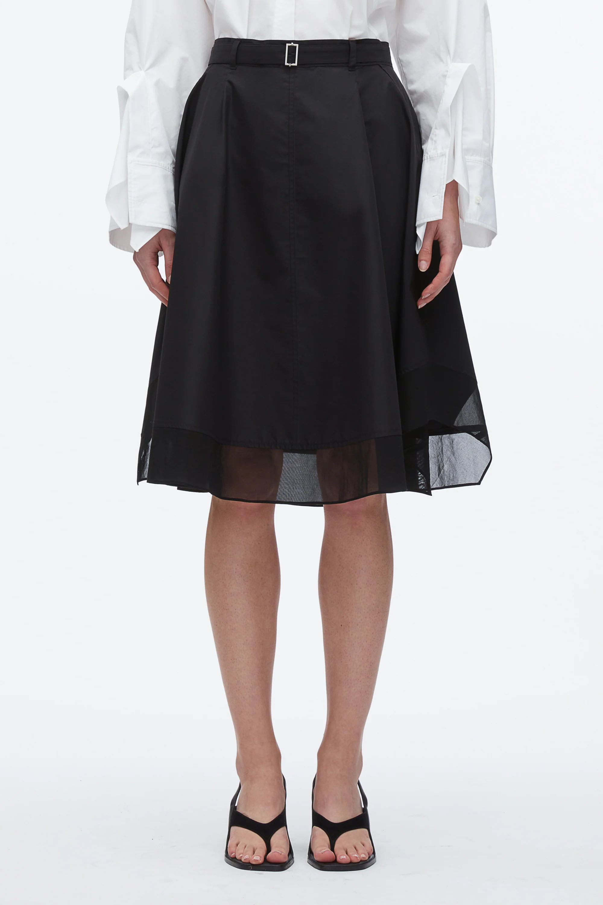 Belted Flounce Skirt with Chiffon Combo - Image 3