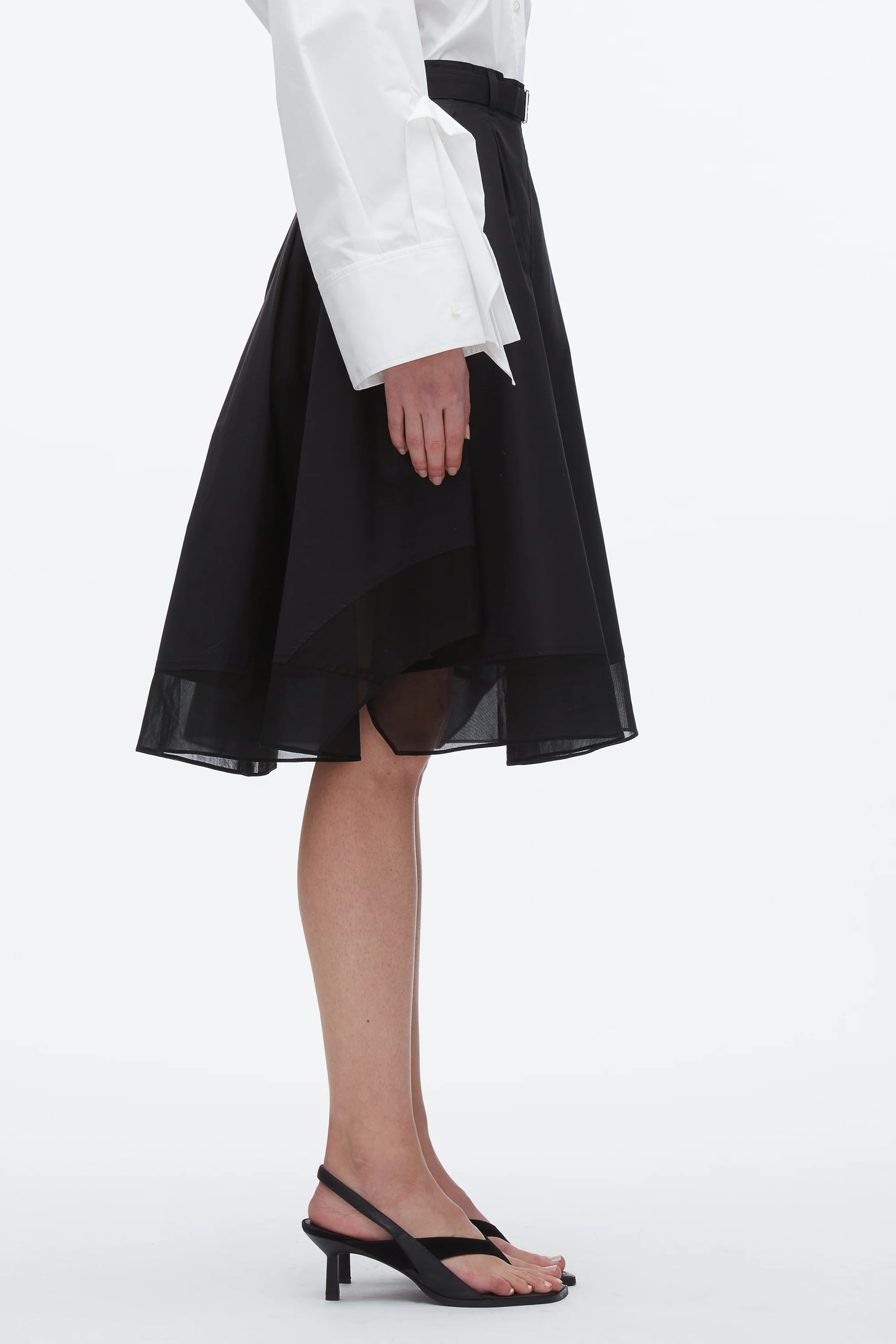 Belted Flounce Skirt with Chiffon Combo - Image 4