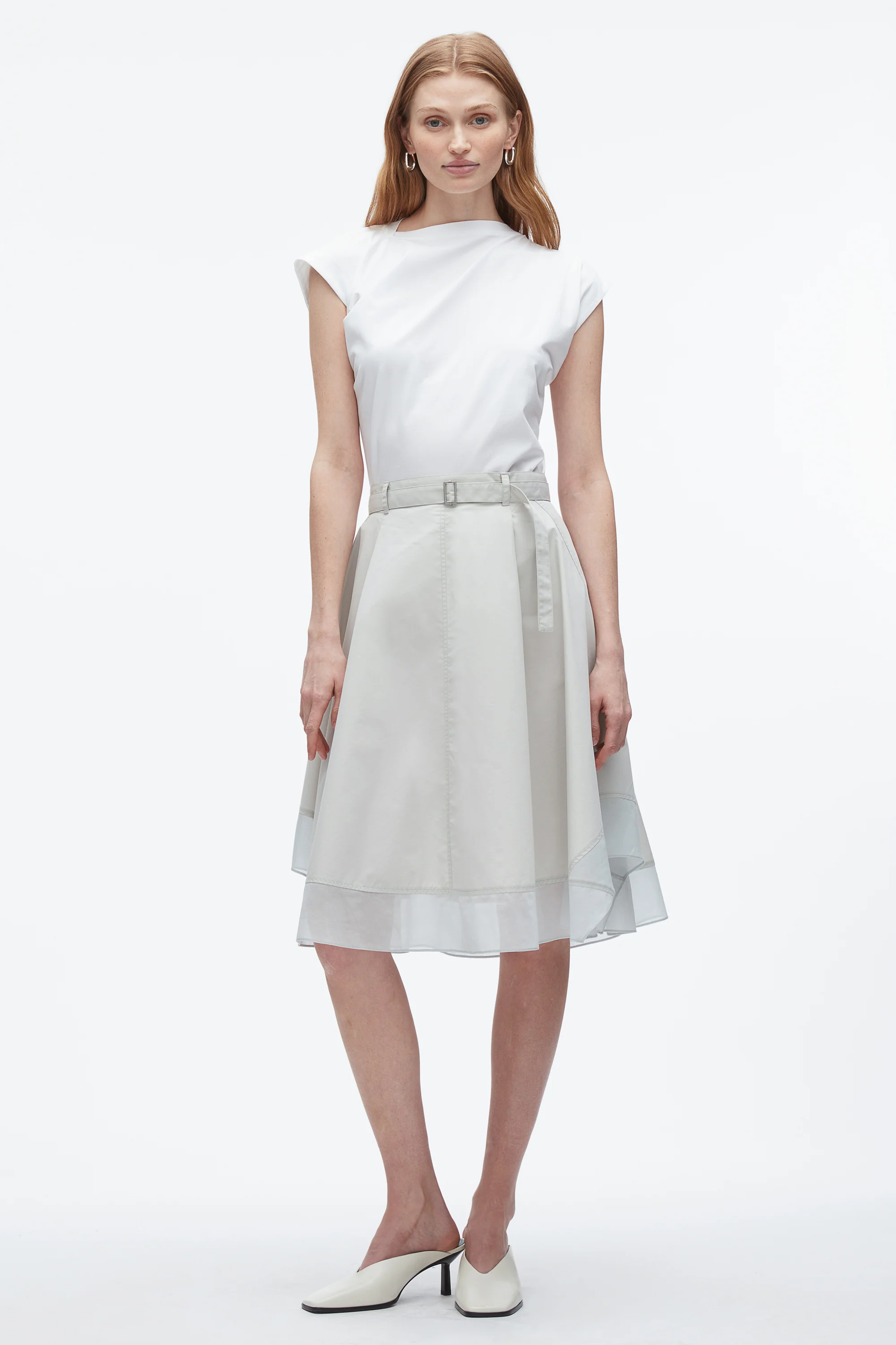 Belted Flounce Skirt with Chiffon Combo - Image 7