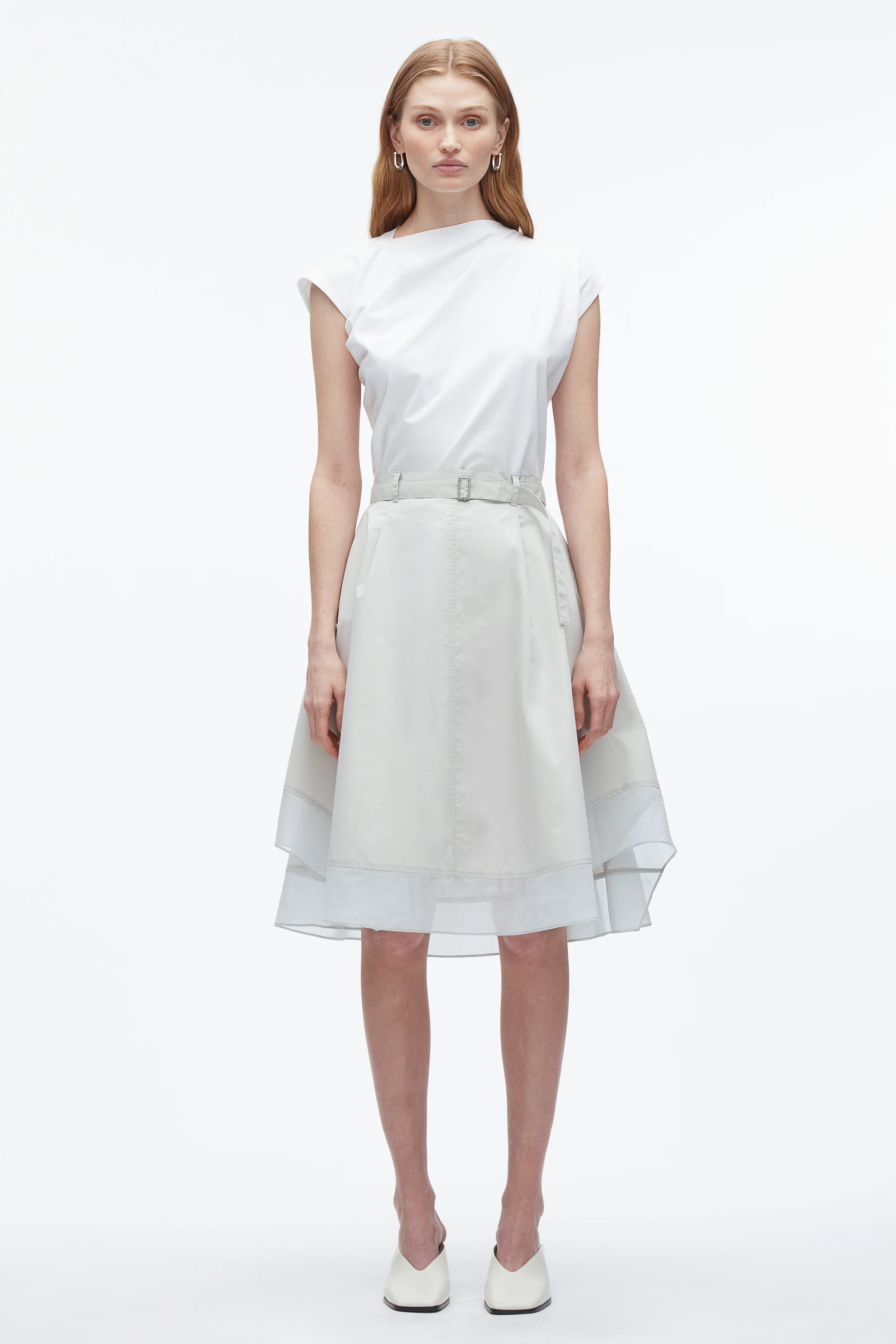 Belted Flounce Skirt with Chiffon Combo - Image 8