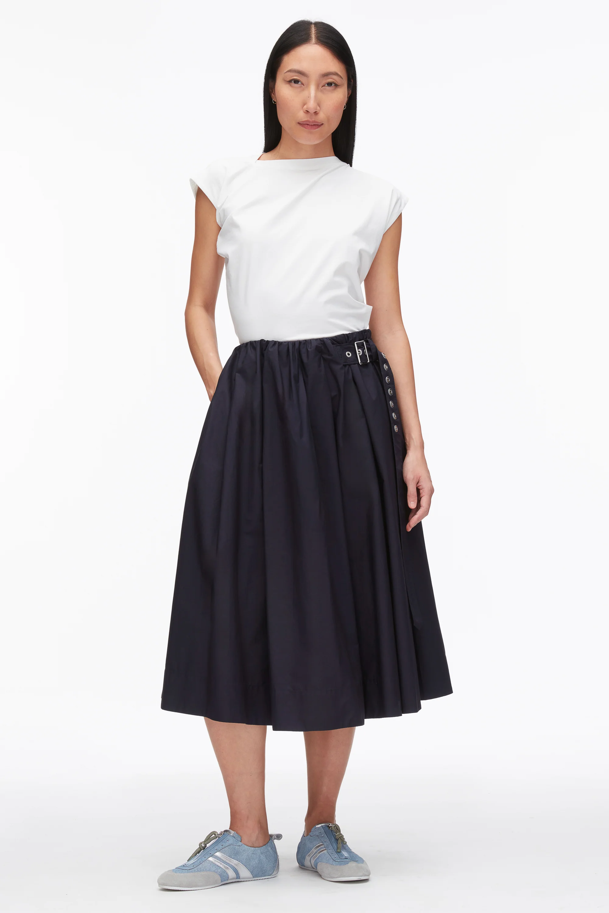 Belted Gathered Midi Skirt - Image 8