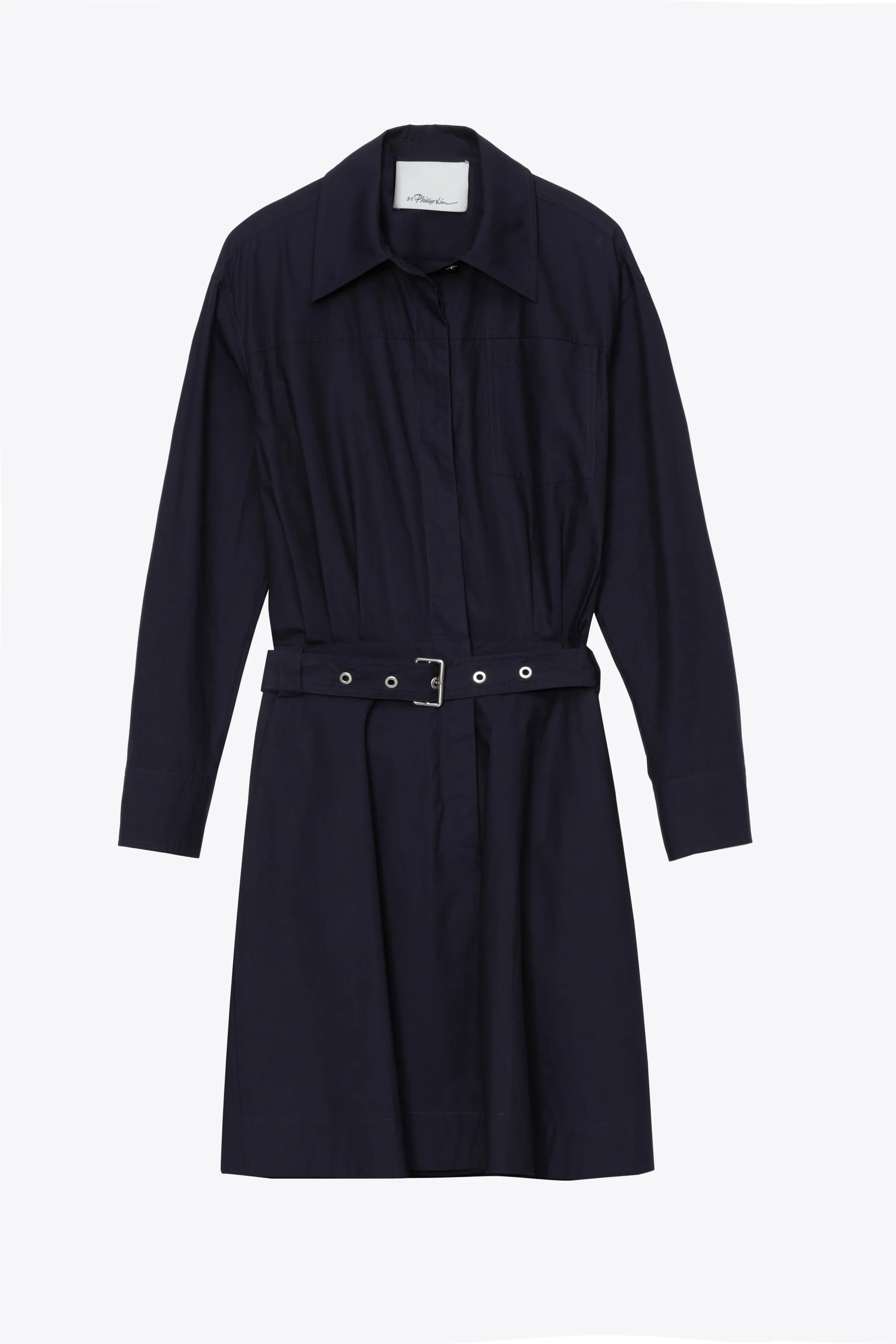 Belted Structured Cotton Shirt Dress - Image 7