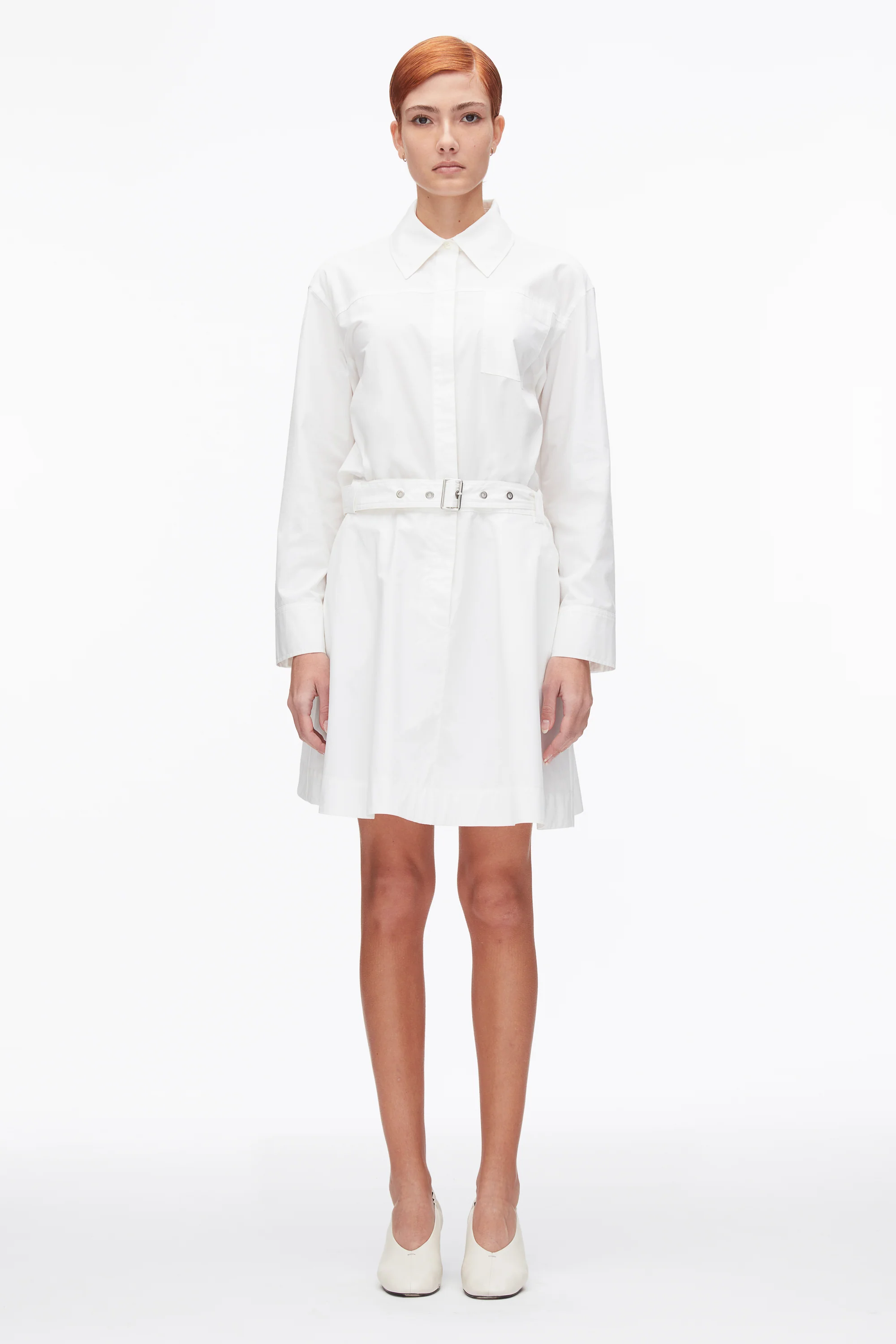 Belted Structured Cotton Shirt Dress - Image 9