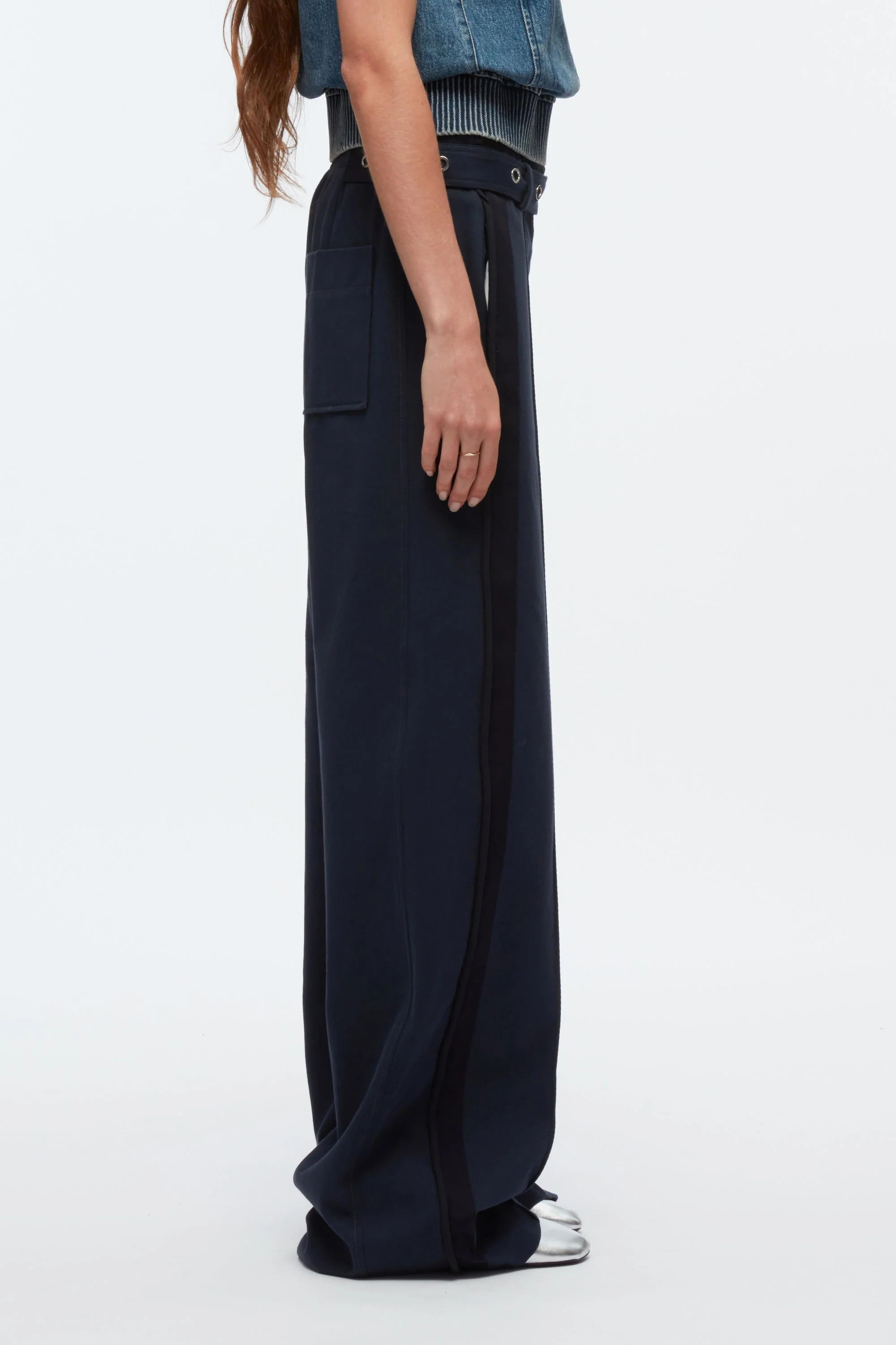 Belted Utility Pants With Panel Detail - Image 3