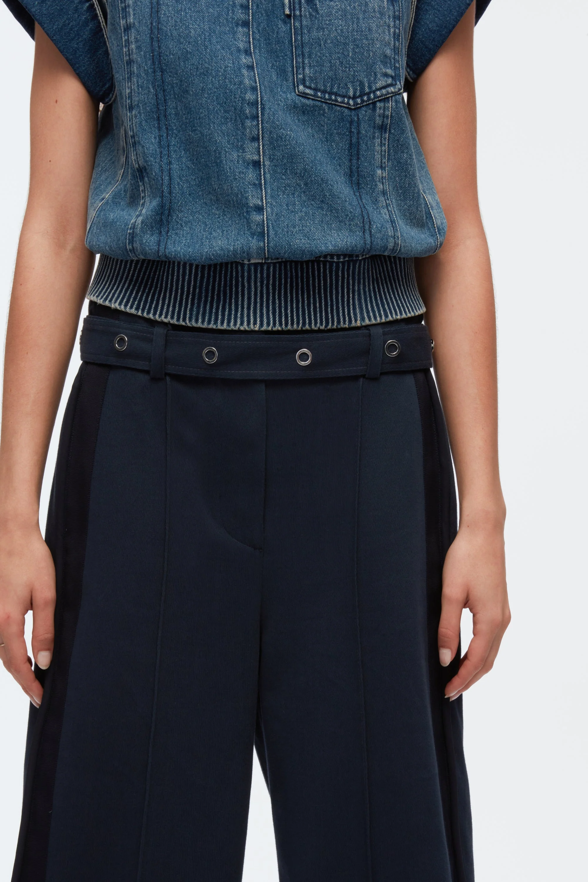 Belted Utility Pants With Panel Detail - Image 5