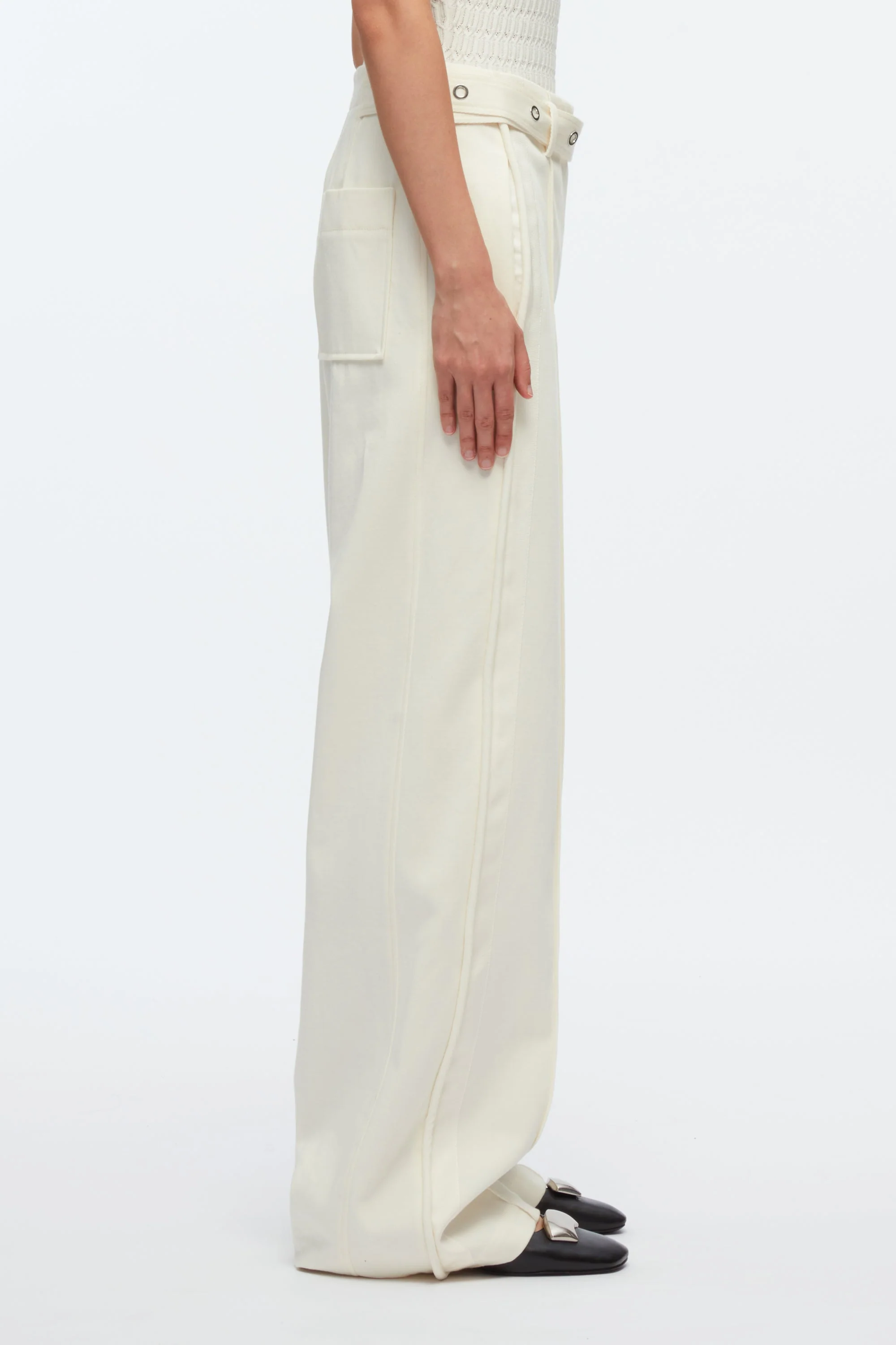 Belted Utility Pants With Panel Detail - Image 8