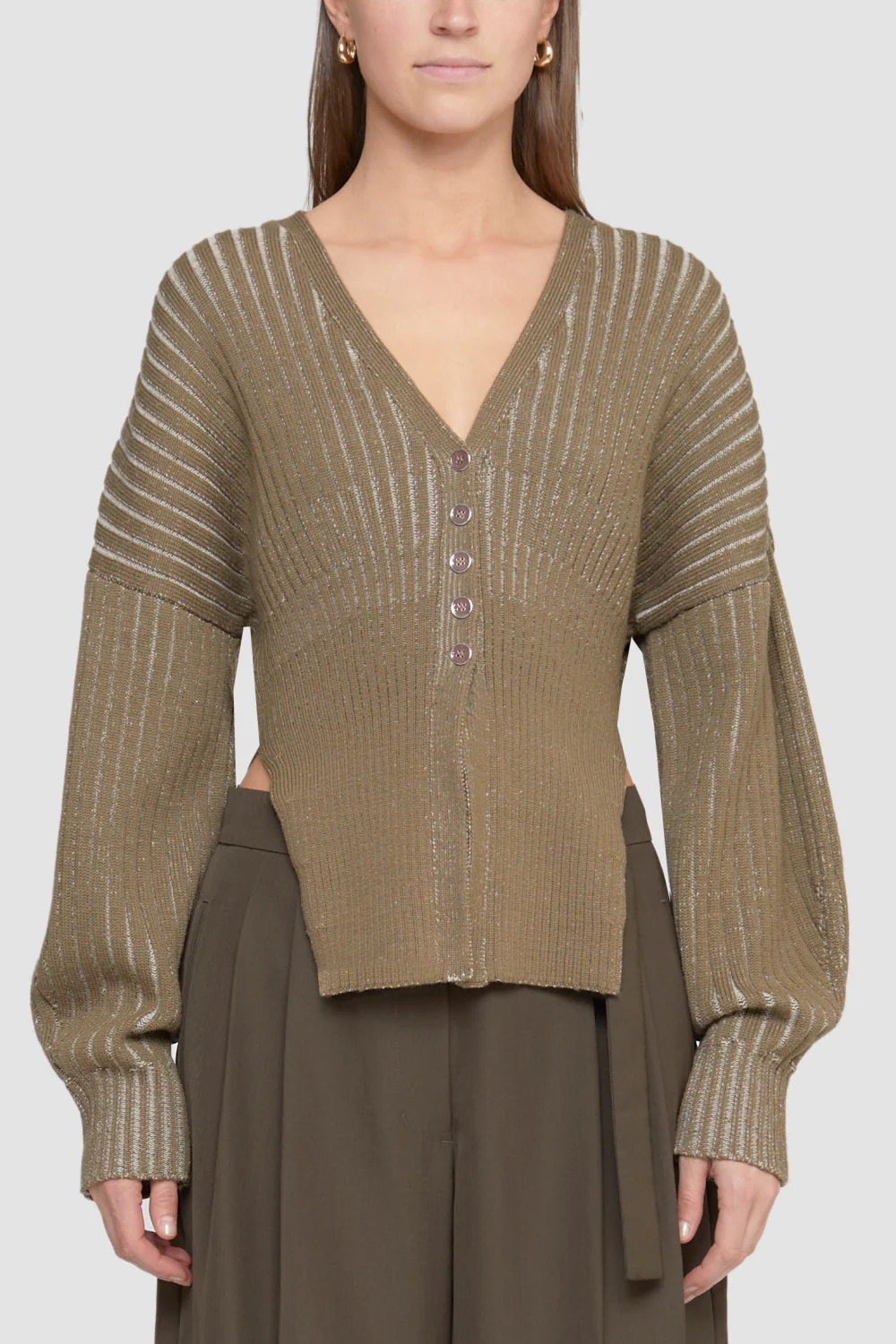 Bi Color Rib Longsleeve Cardigan - Image 3