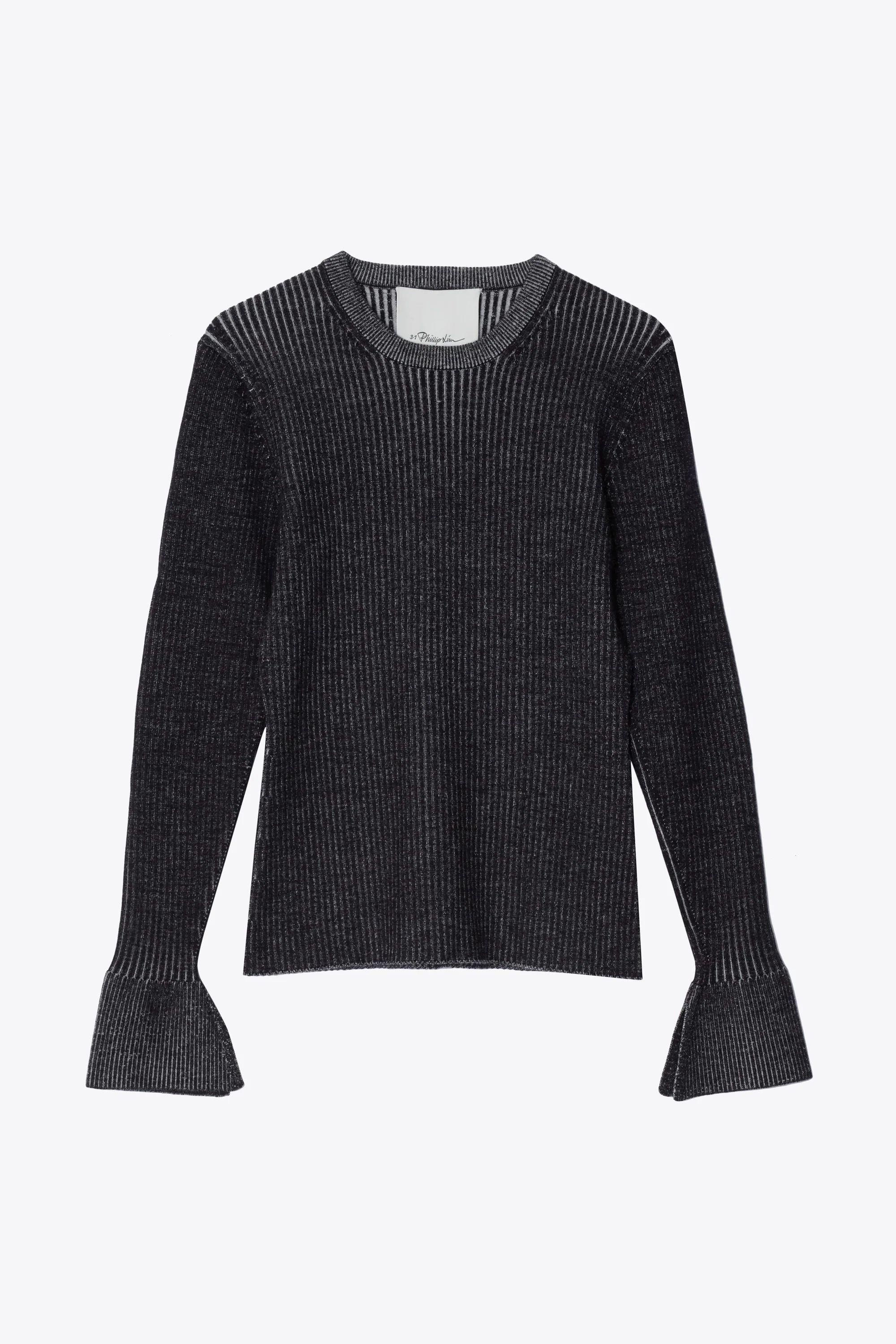 Bi Color Rib Long Sleeve Crewnewck Pullover