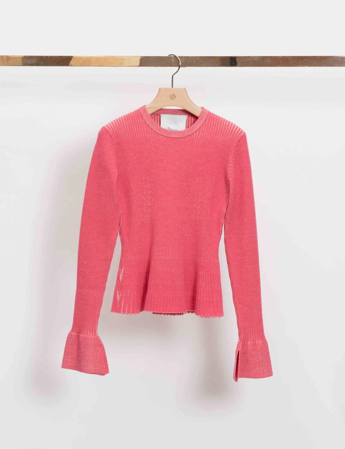 Bi Color Rib Long Sleeve Crewnewck Pullover - Image 2