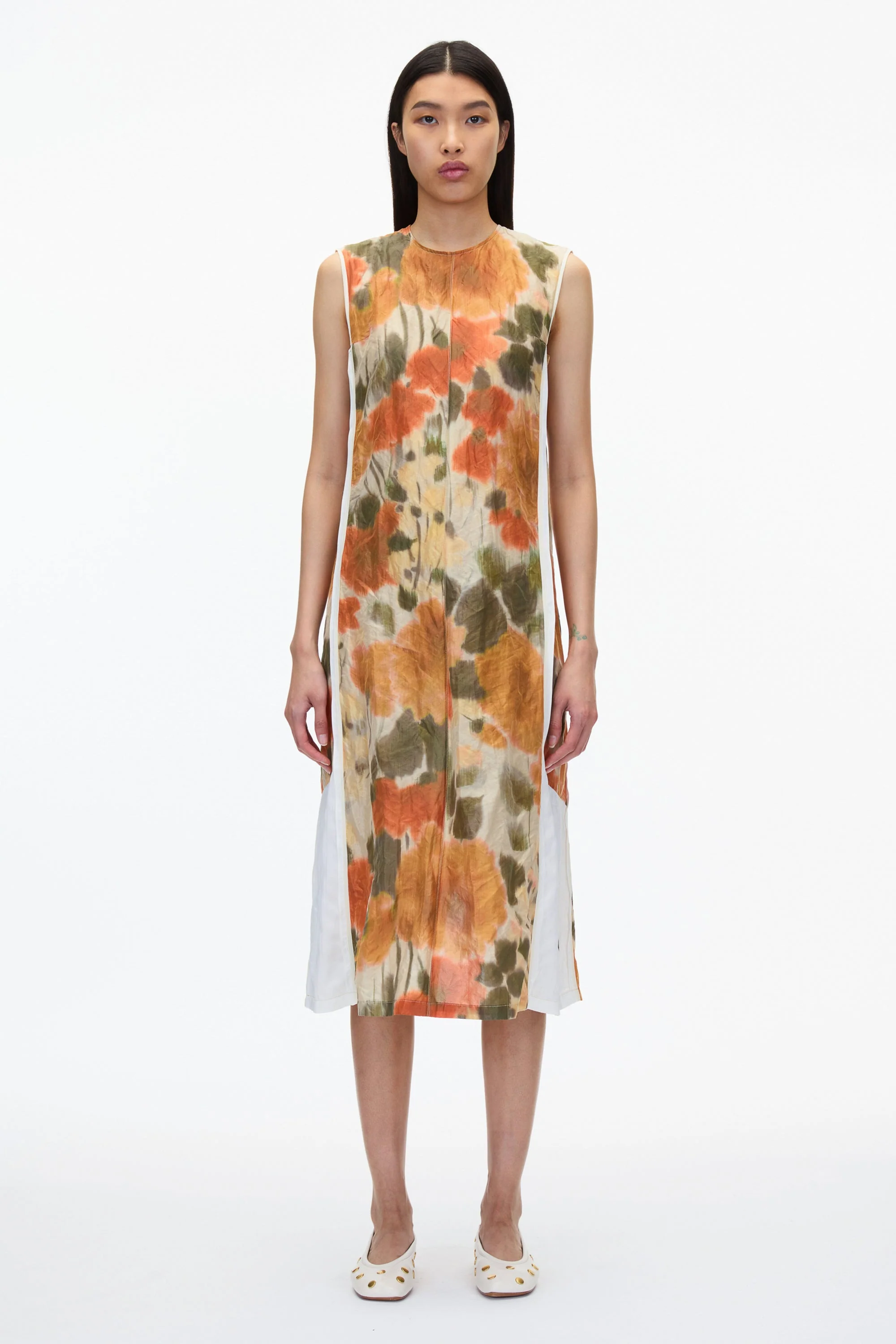 Blurred Marigold Slip Dress w Satin Combo - Image 2