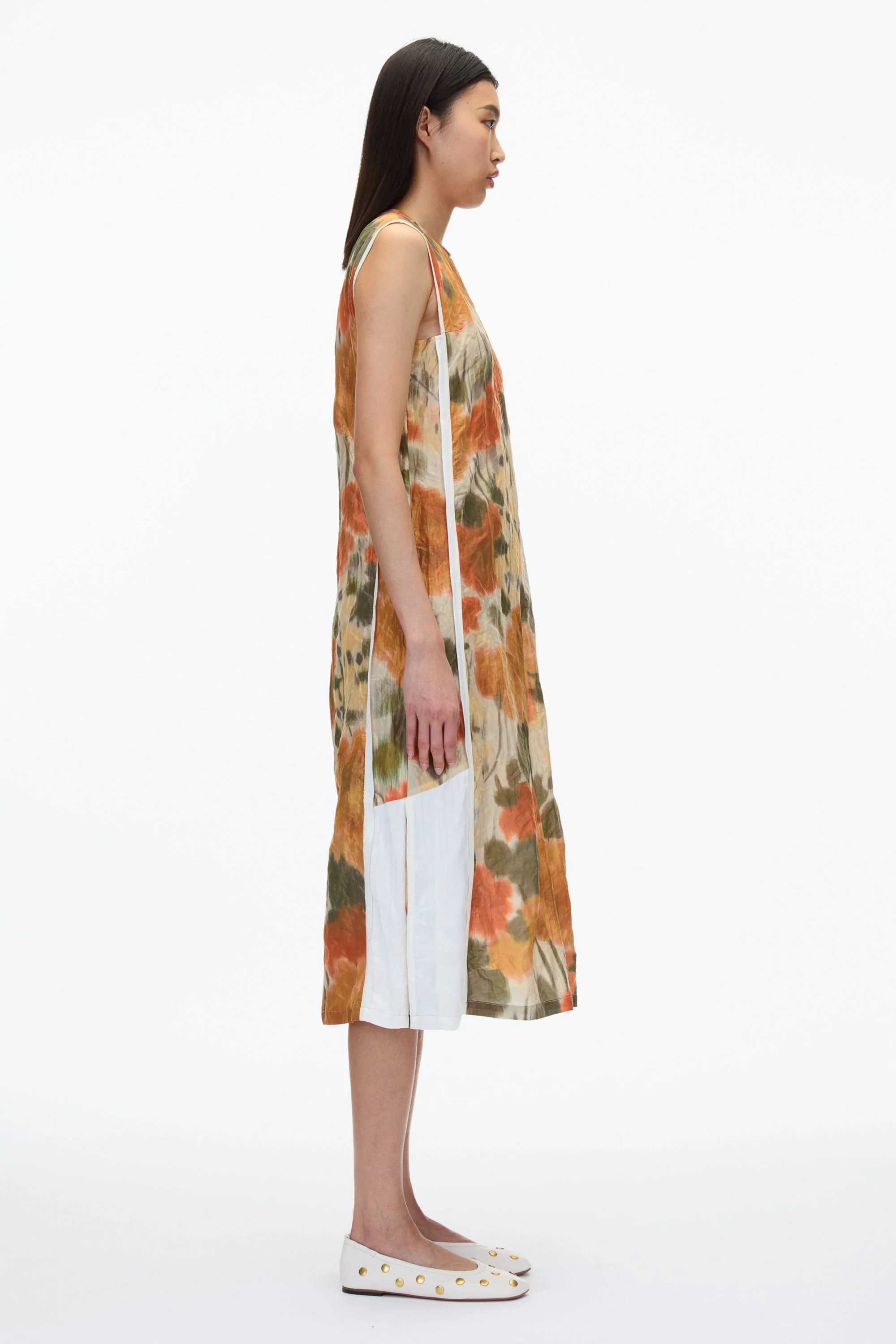 Blurred Marigold Slip Dress w Satin Combo - Image 3