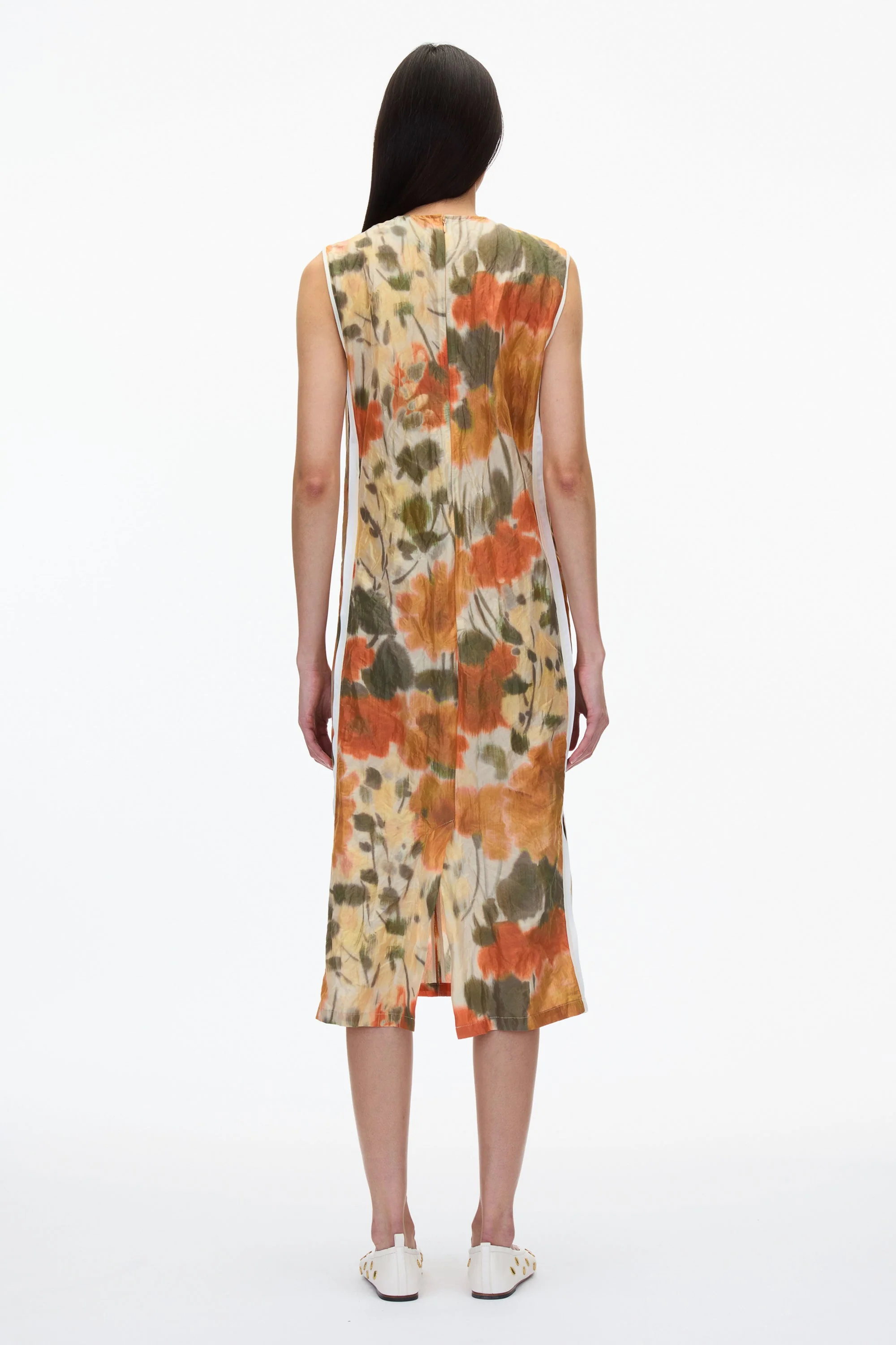 Blurred Marigold Slip Dress w Satin Combo - Image 4