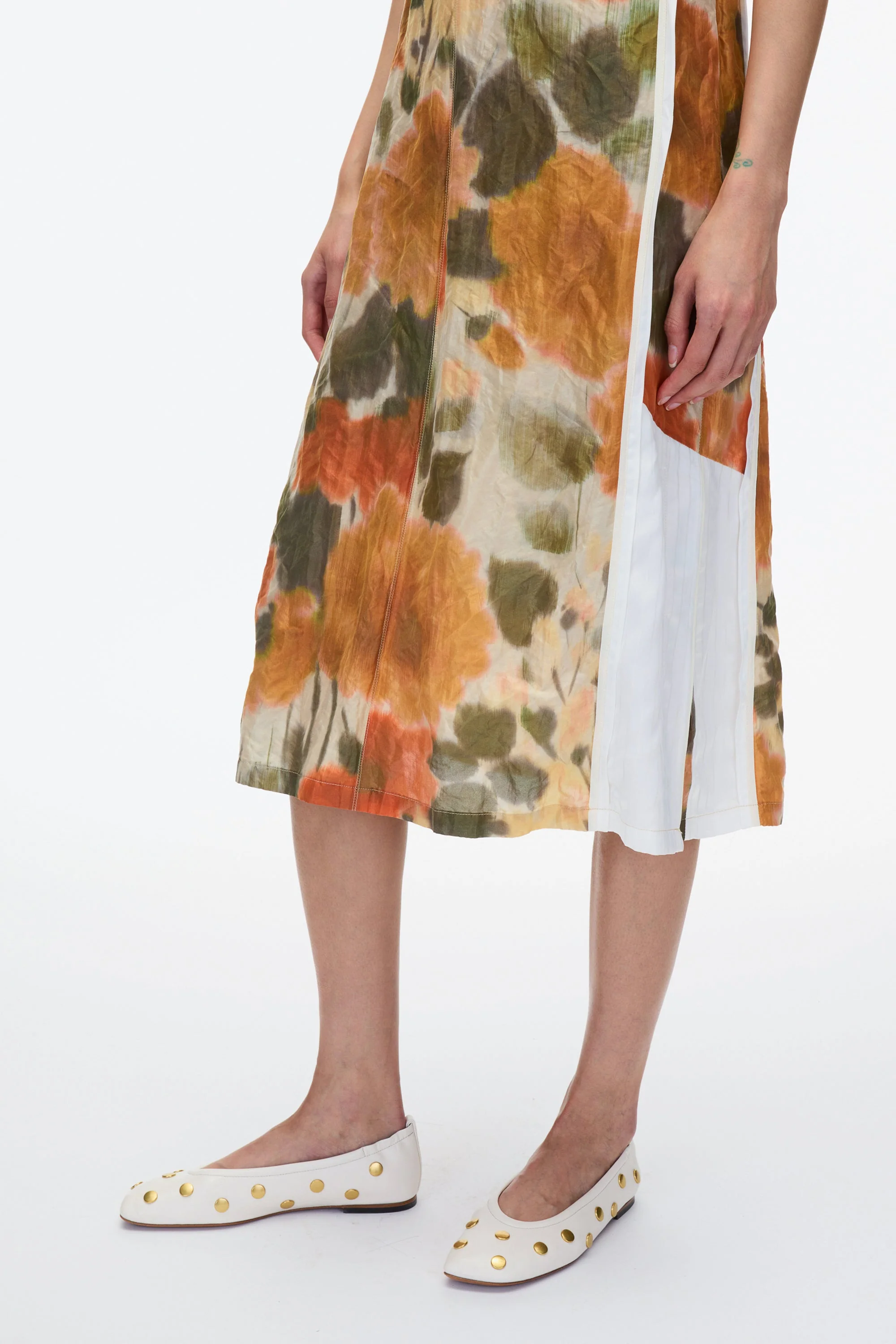 Blurred Marigold Slip Dress w Satin Combo - Image 5