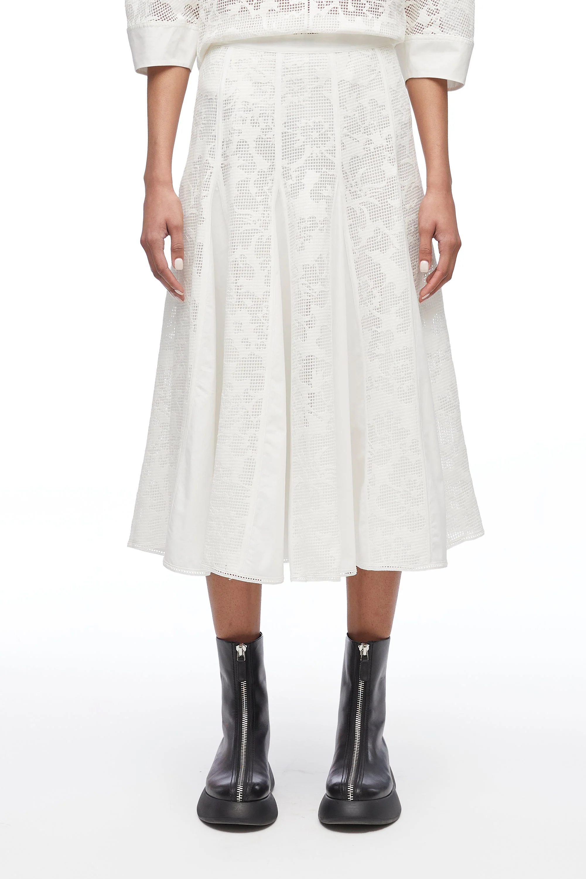 Bonded Lace Godet Midi Skirt - Image 2