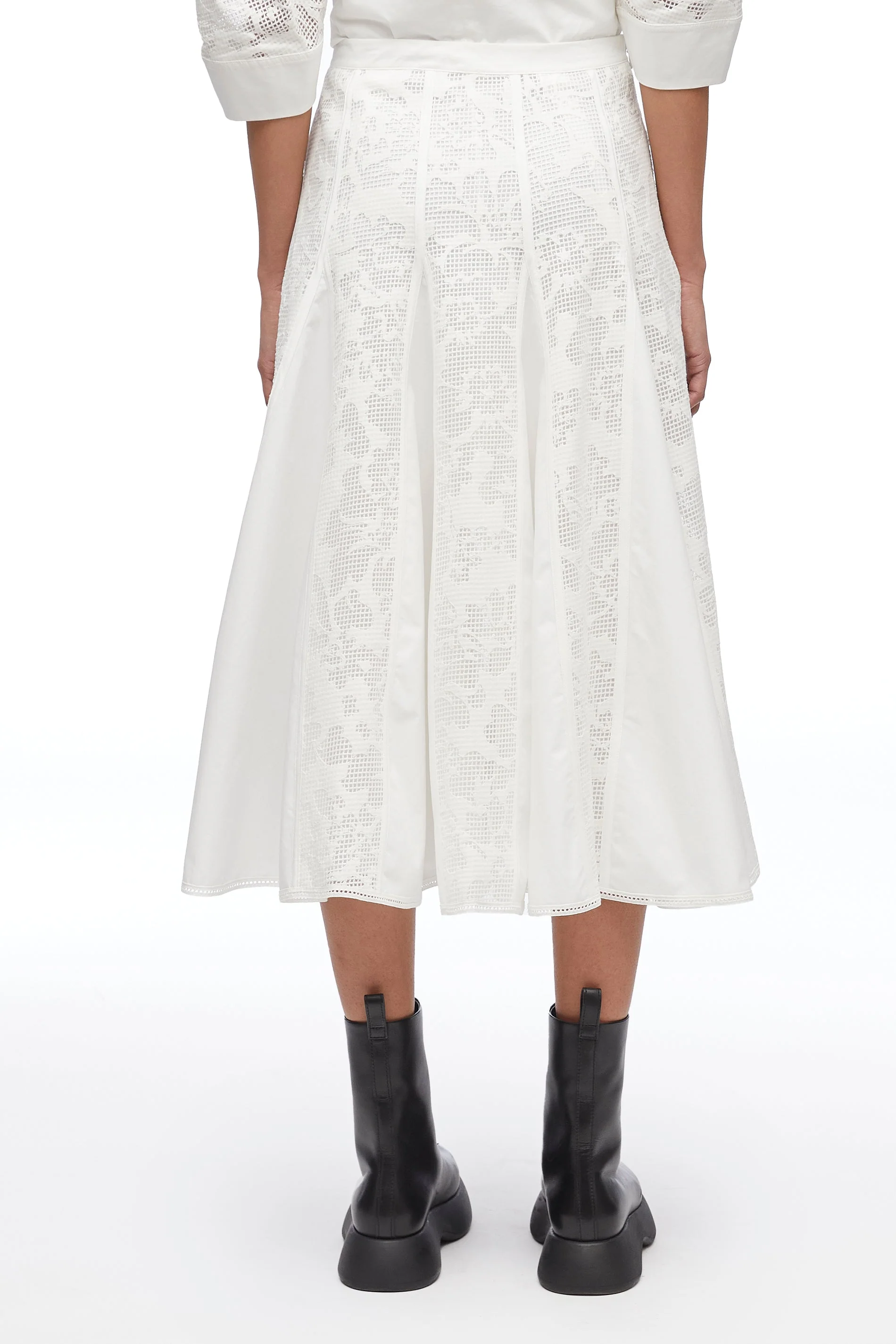 Bonded Lace Godet Midi Skirt - Image 4