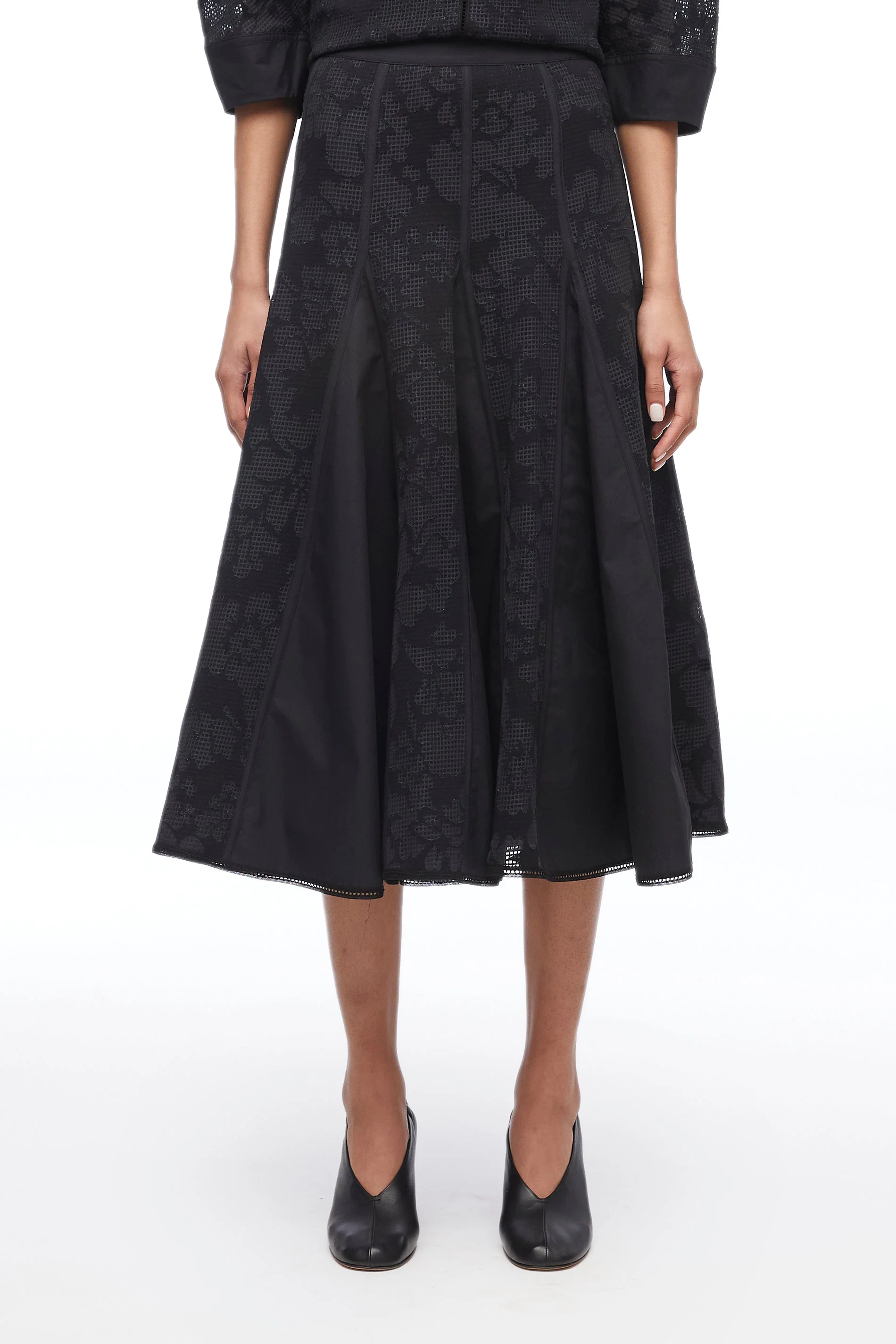 Bonded Lace Godet Midi Skirt - Image 7