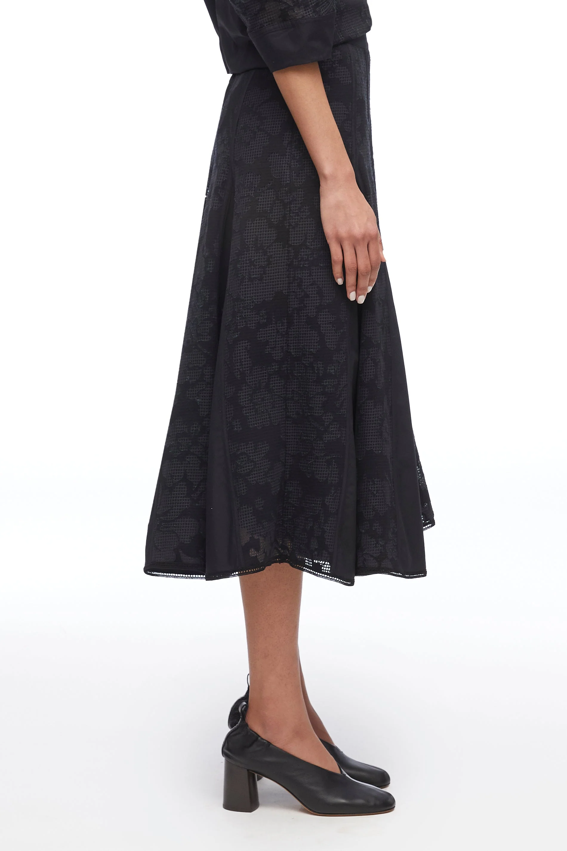 Bonded Lace Godet Midi Skirt - Image 8