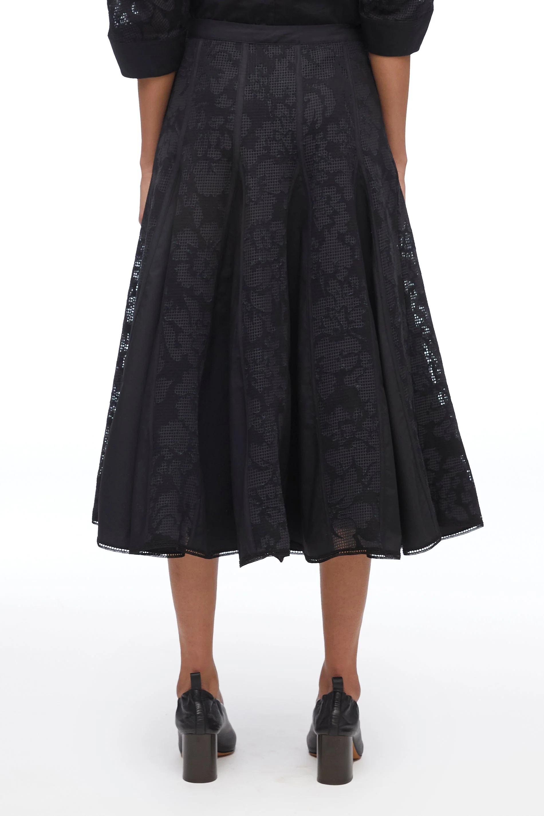 Bonded Lace Godet Midi Skirt - Image 9