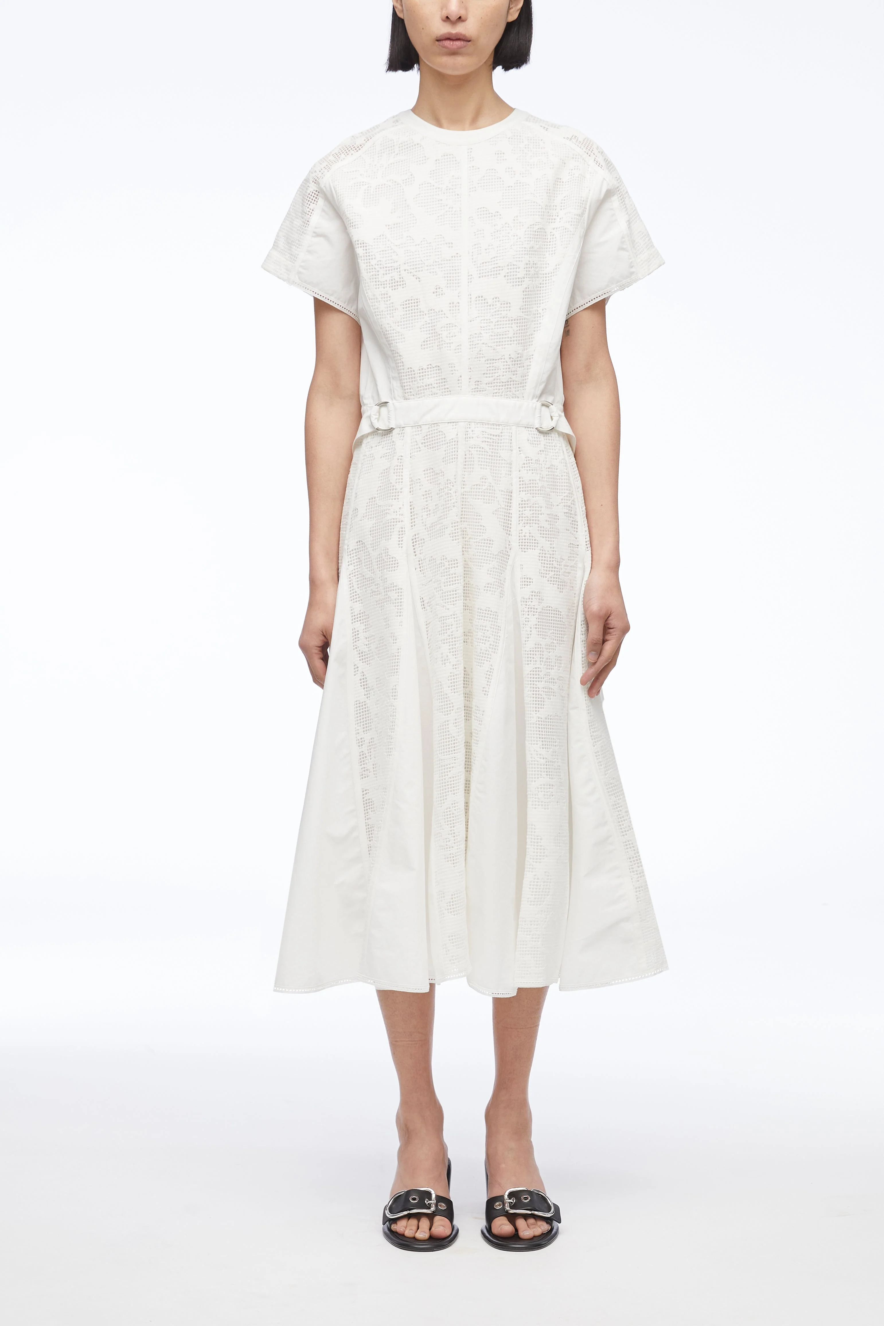 Bonded Lace Pleated Combo Dress