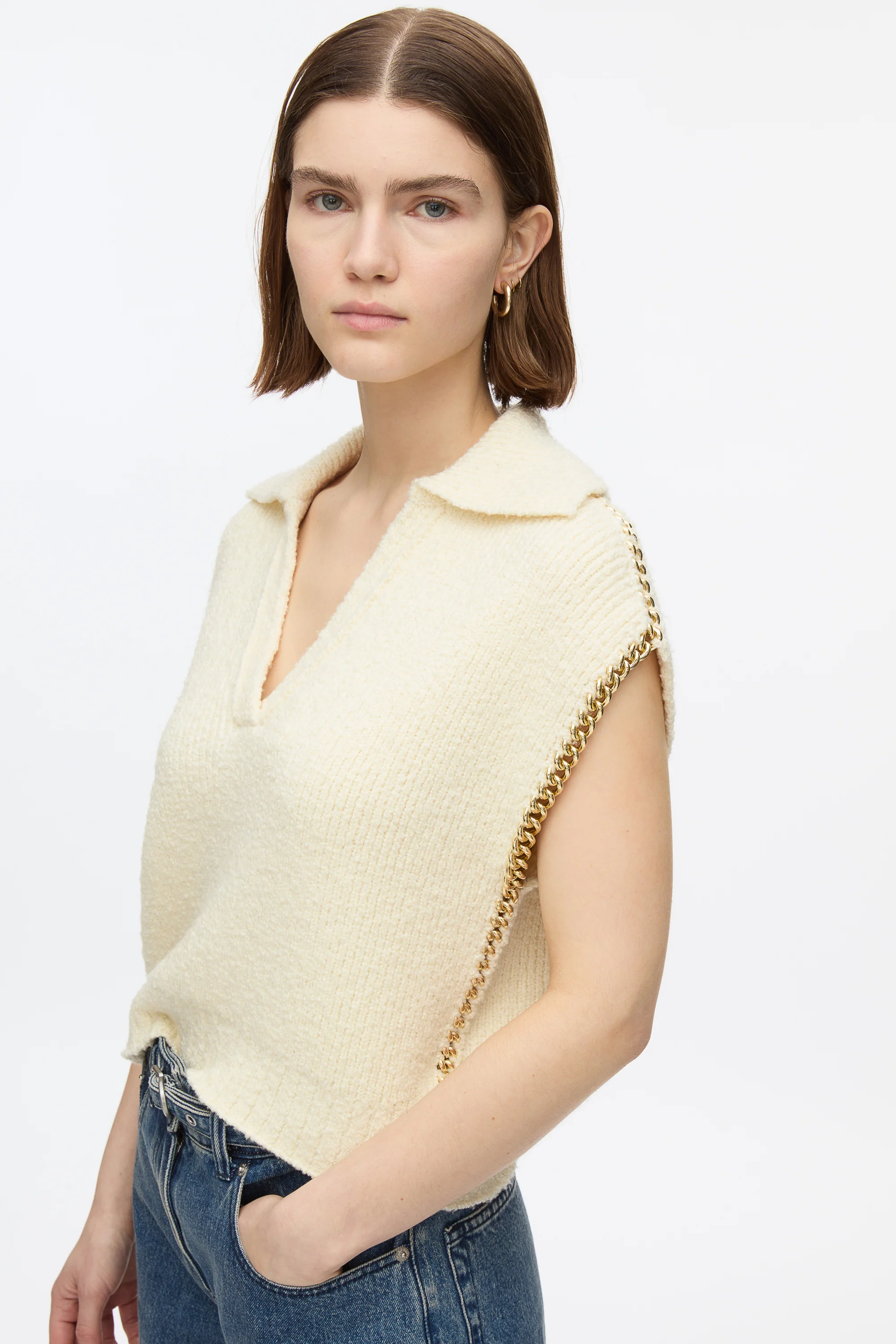 Chainlink Bouclé Cropped Polo - Image 11