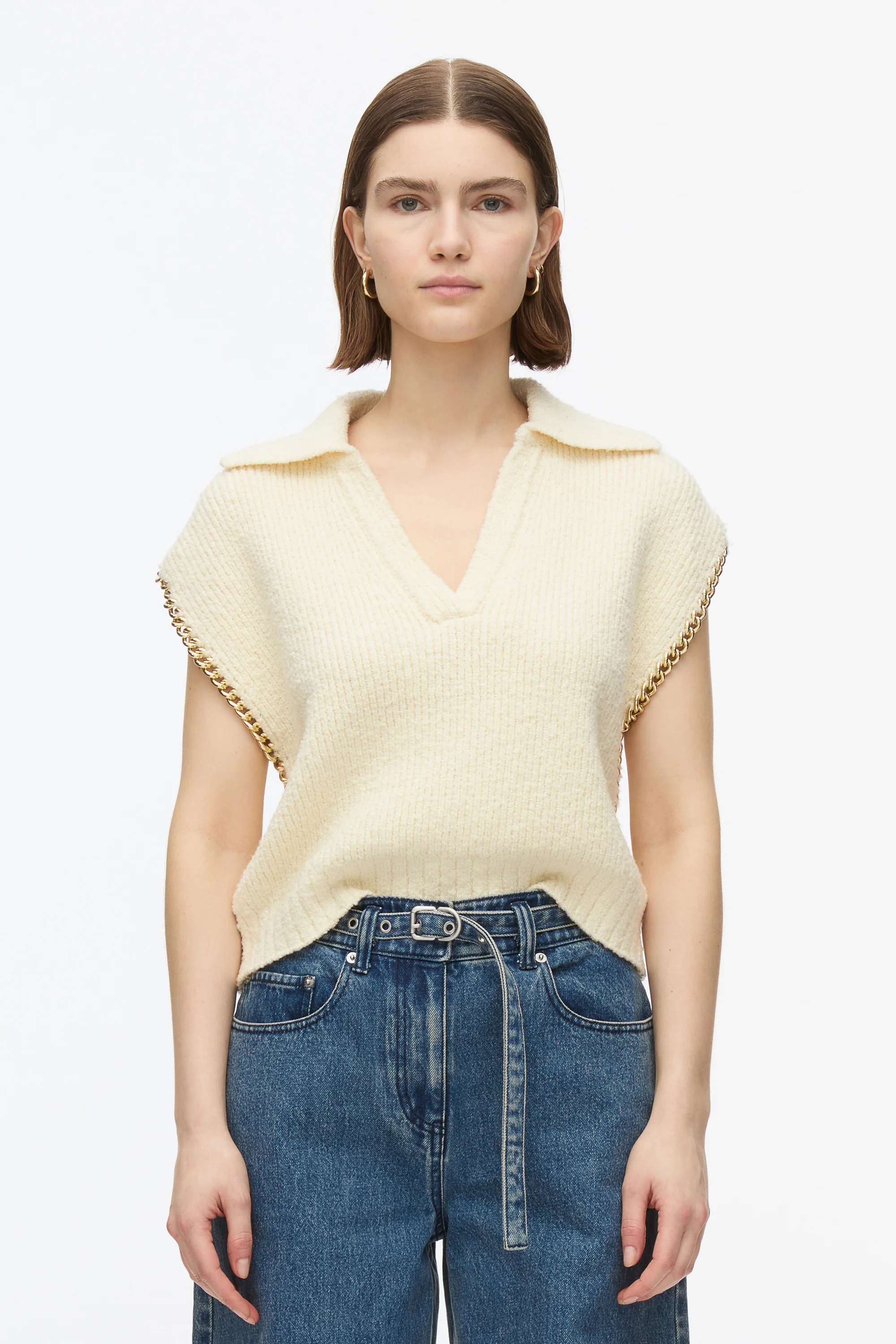 Chainlink Bouclé Cropped Polo - Image 8