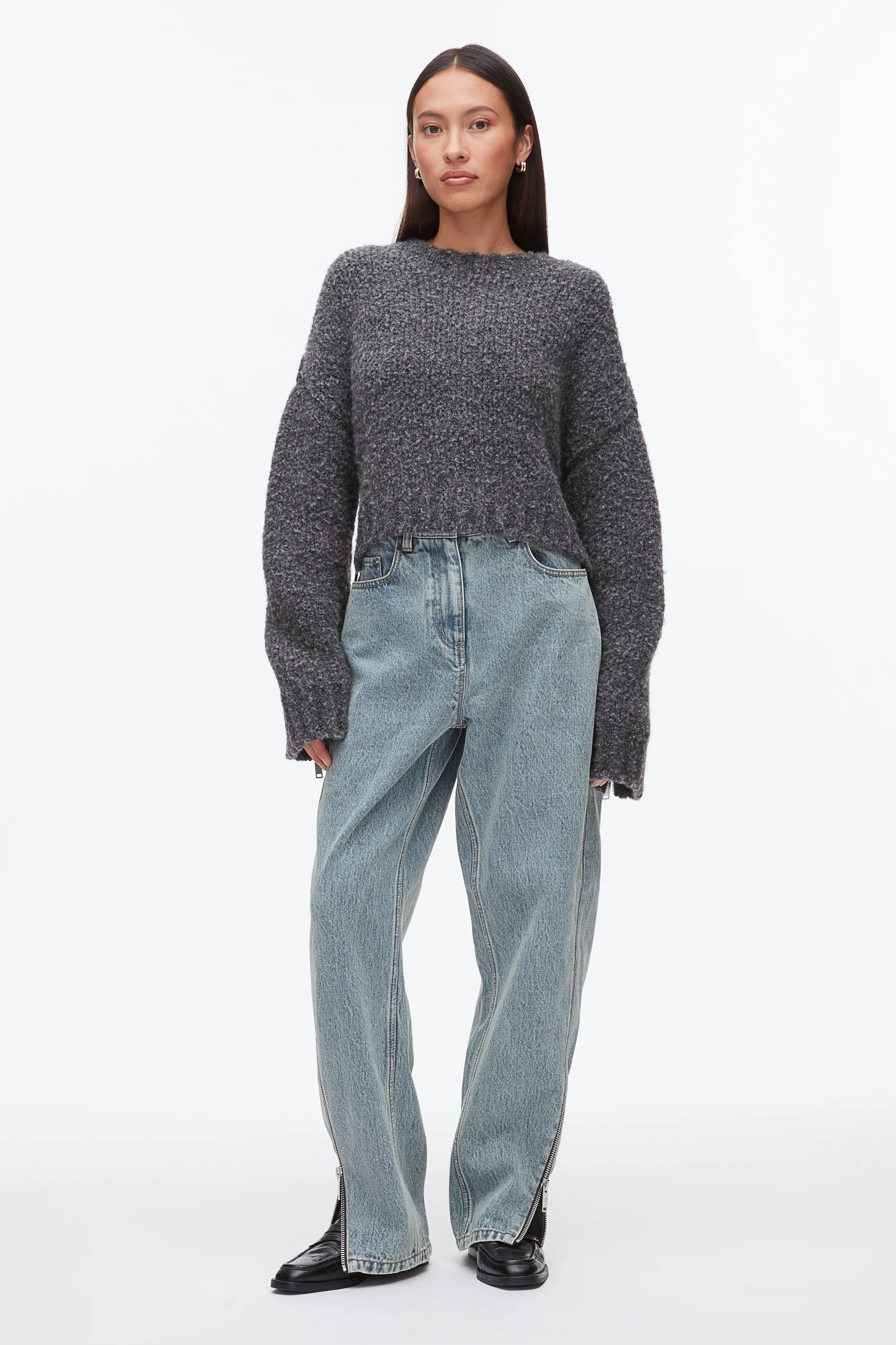 Boucle Zipper Crewneck