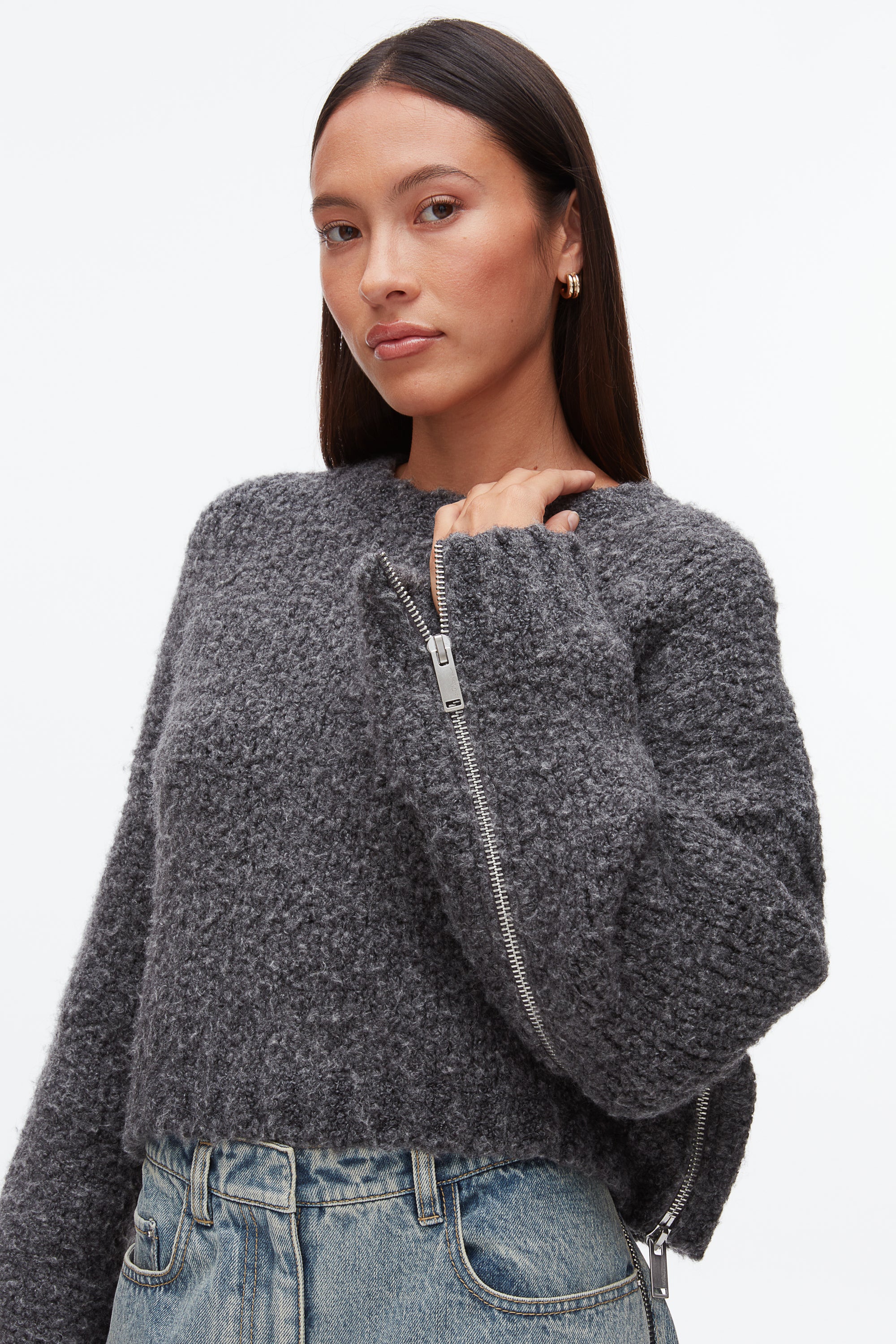 Boucle Zipper Crewneck - Image 6
