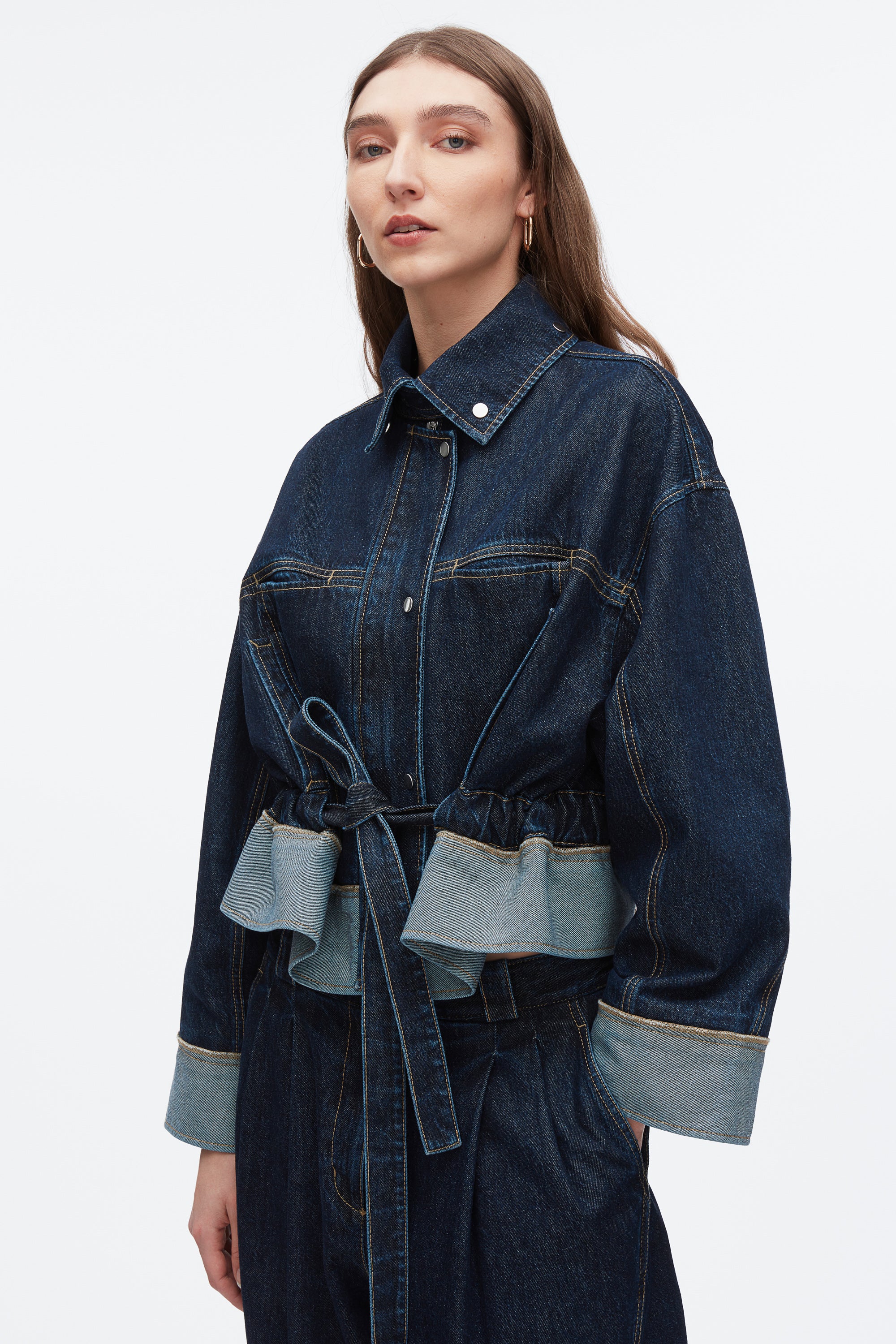 Boxy Denim Jacket with Ties - Image 6