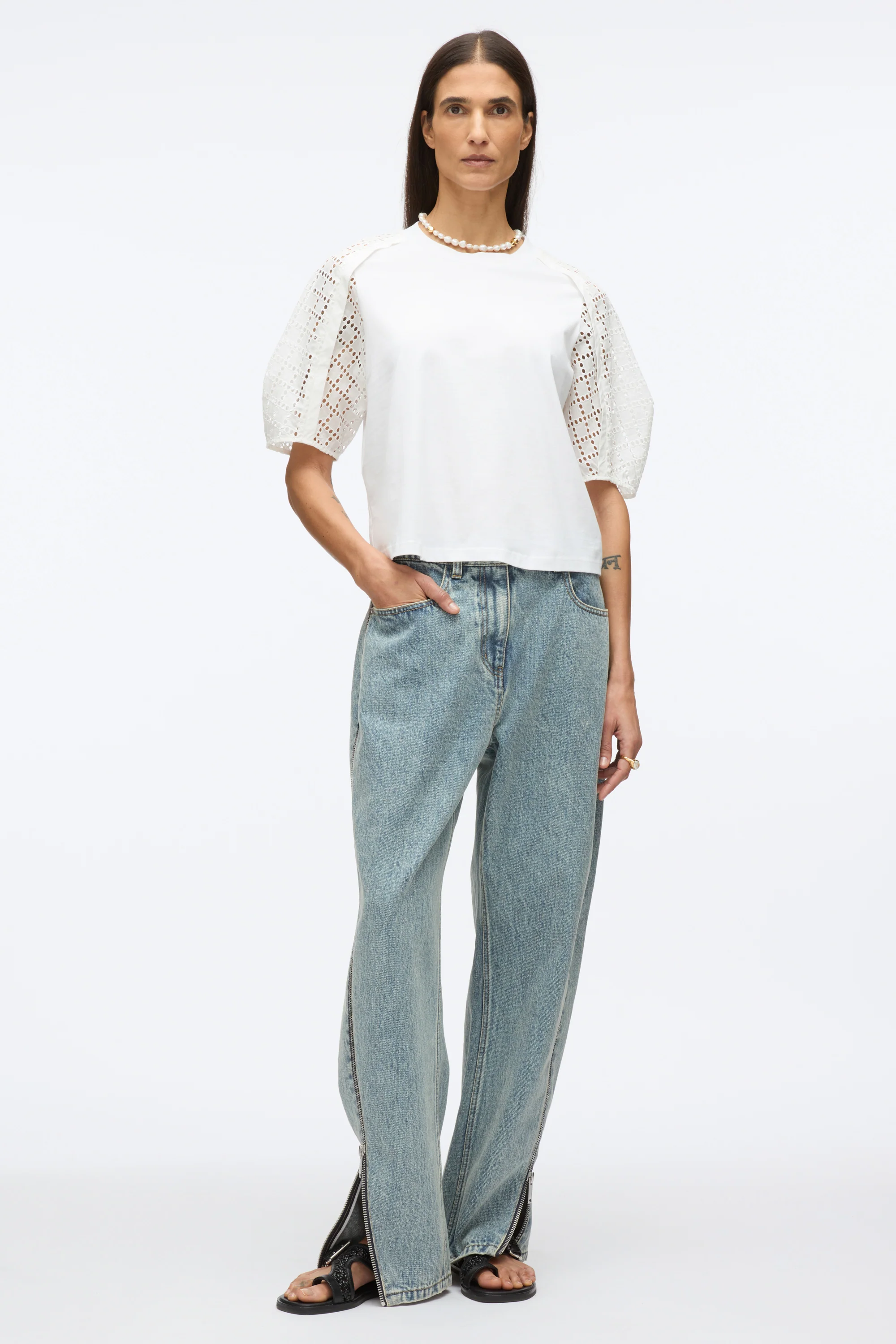 Broderie Anglaise Combo Tee