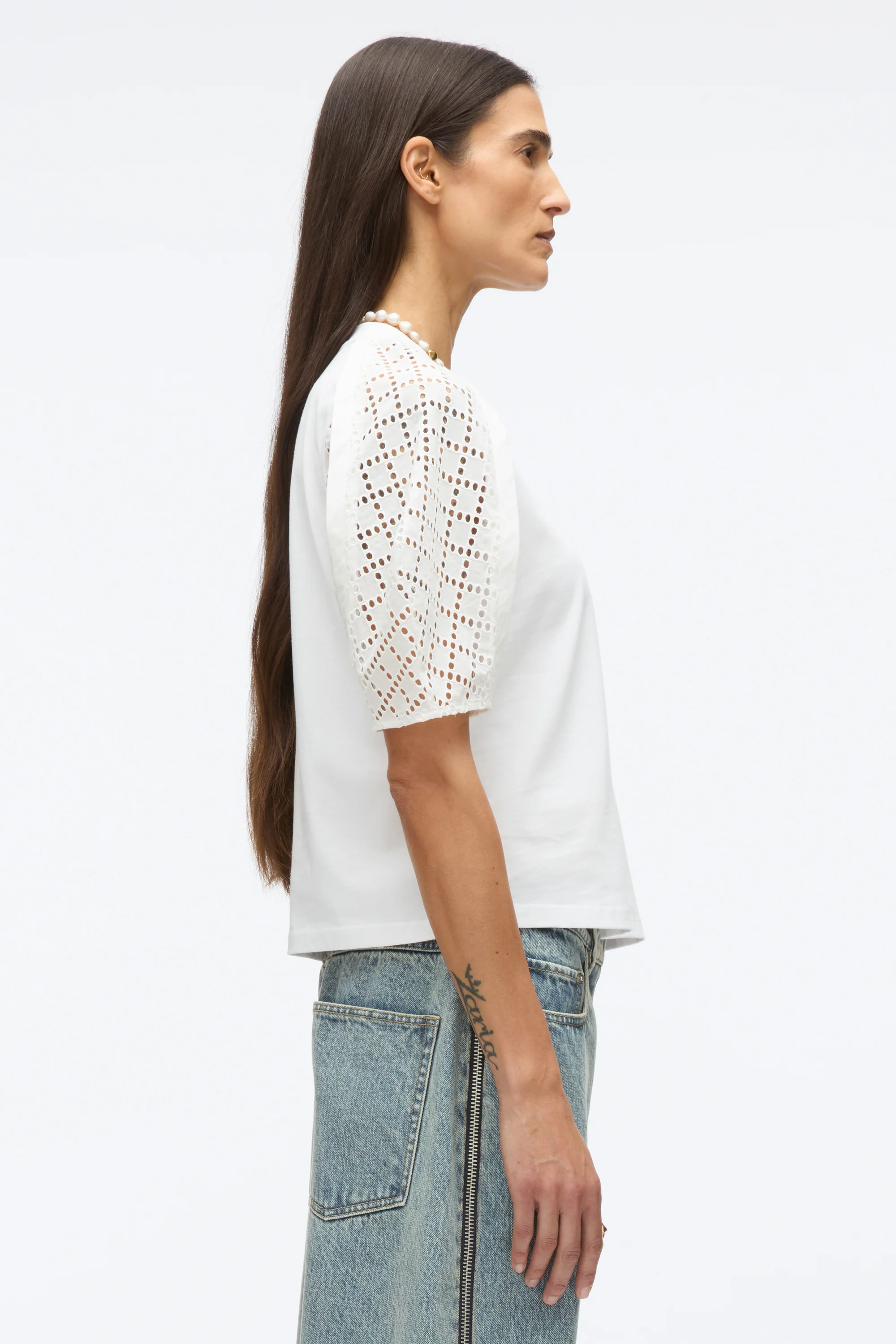 Broderie Anglaise Combo Tee - Image 4