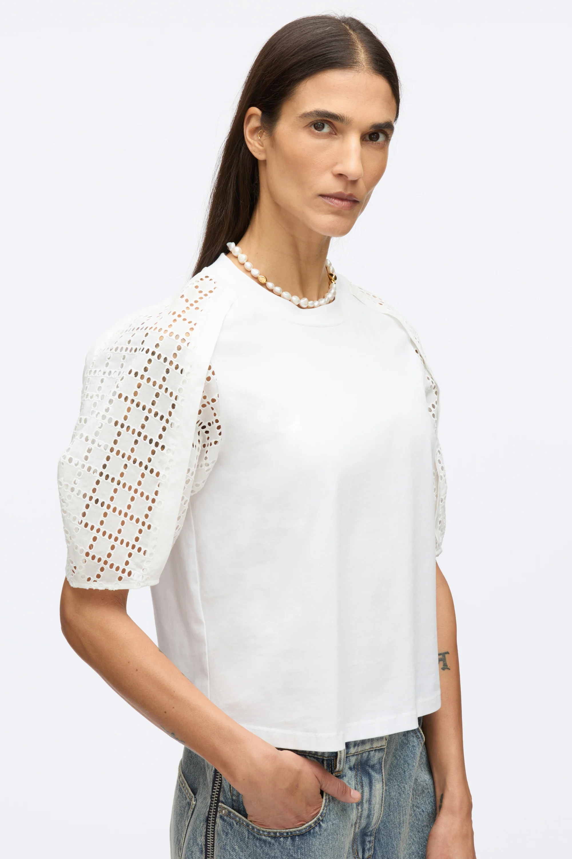 Broderie Anglaise Combo Tee - Image 6