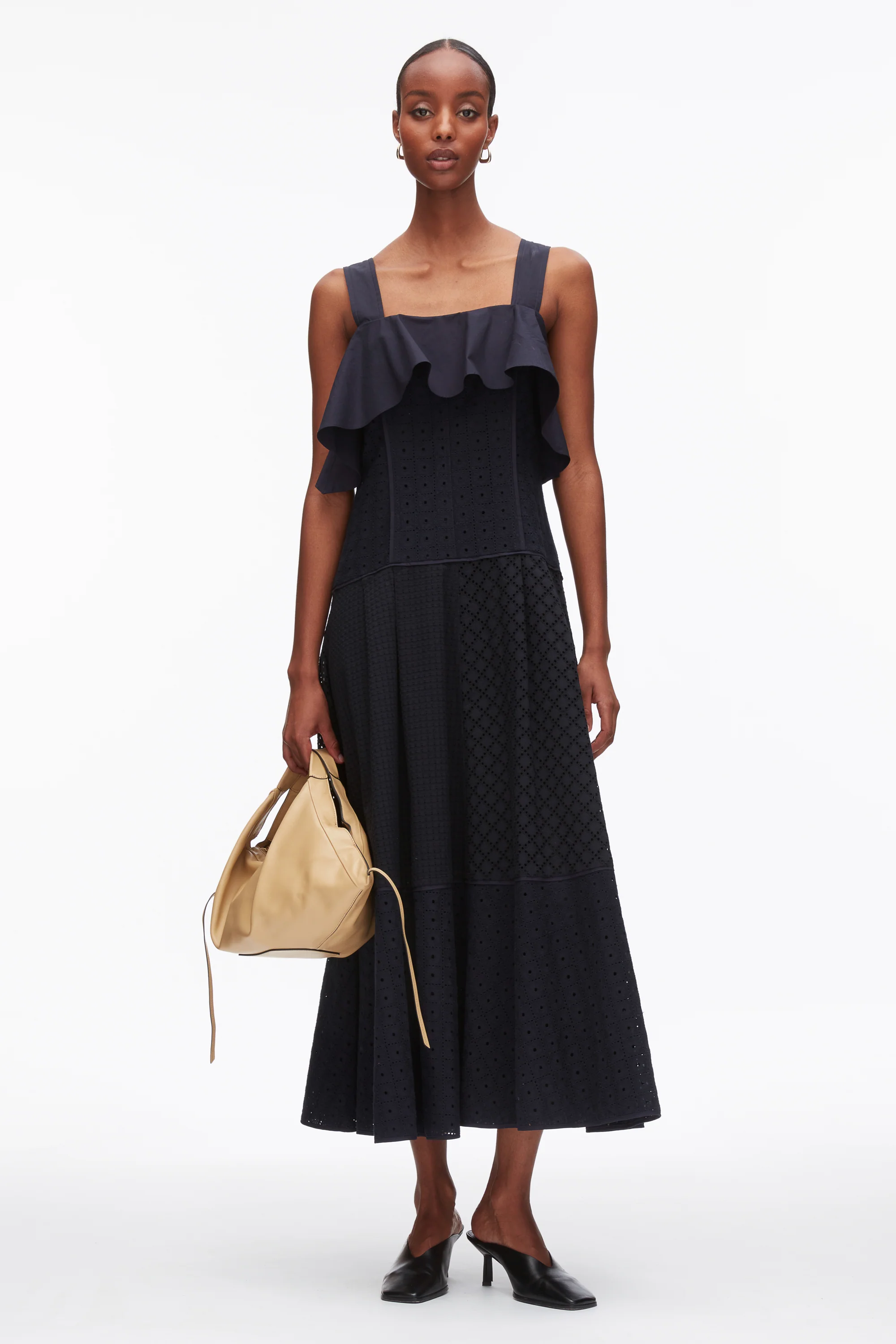Broderie Anglaise Patchwork Cascade Midi Dress