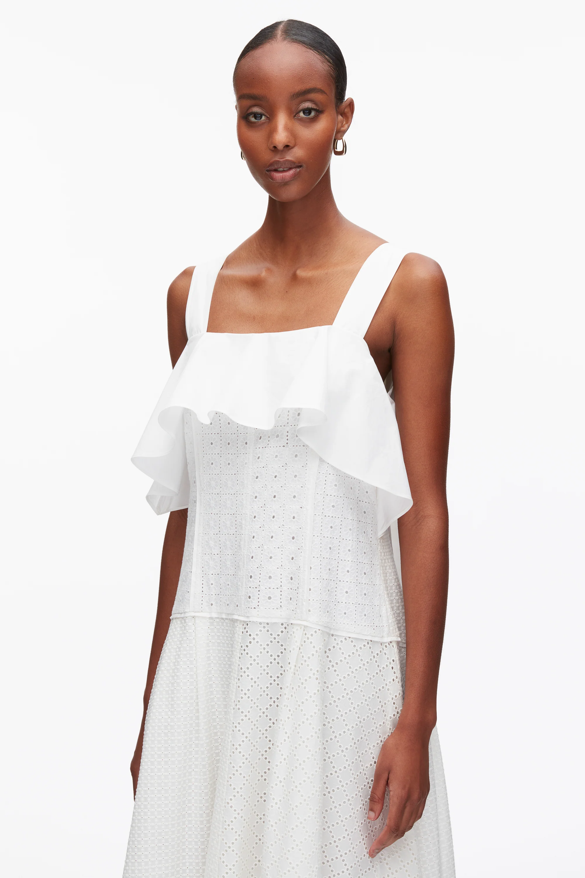 Broderie Anglaise Patchwork Cascade Midi Dress - Image 12