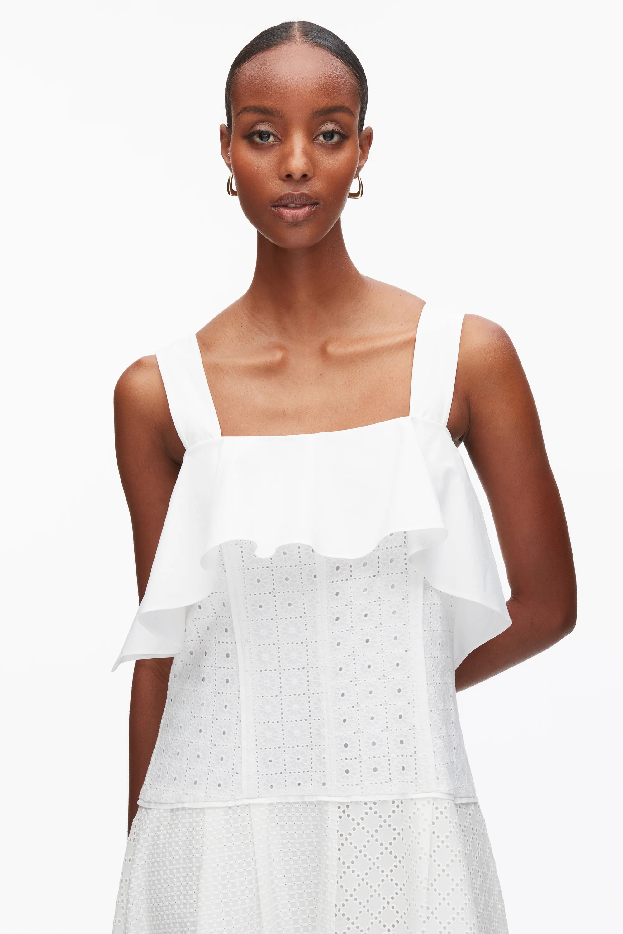 Broderie Anglaise Patchwork Cascade Midi Dress - Image 14