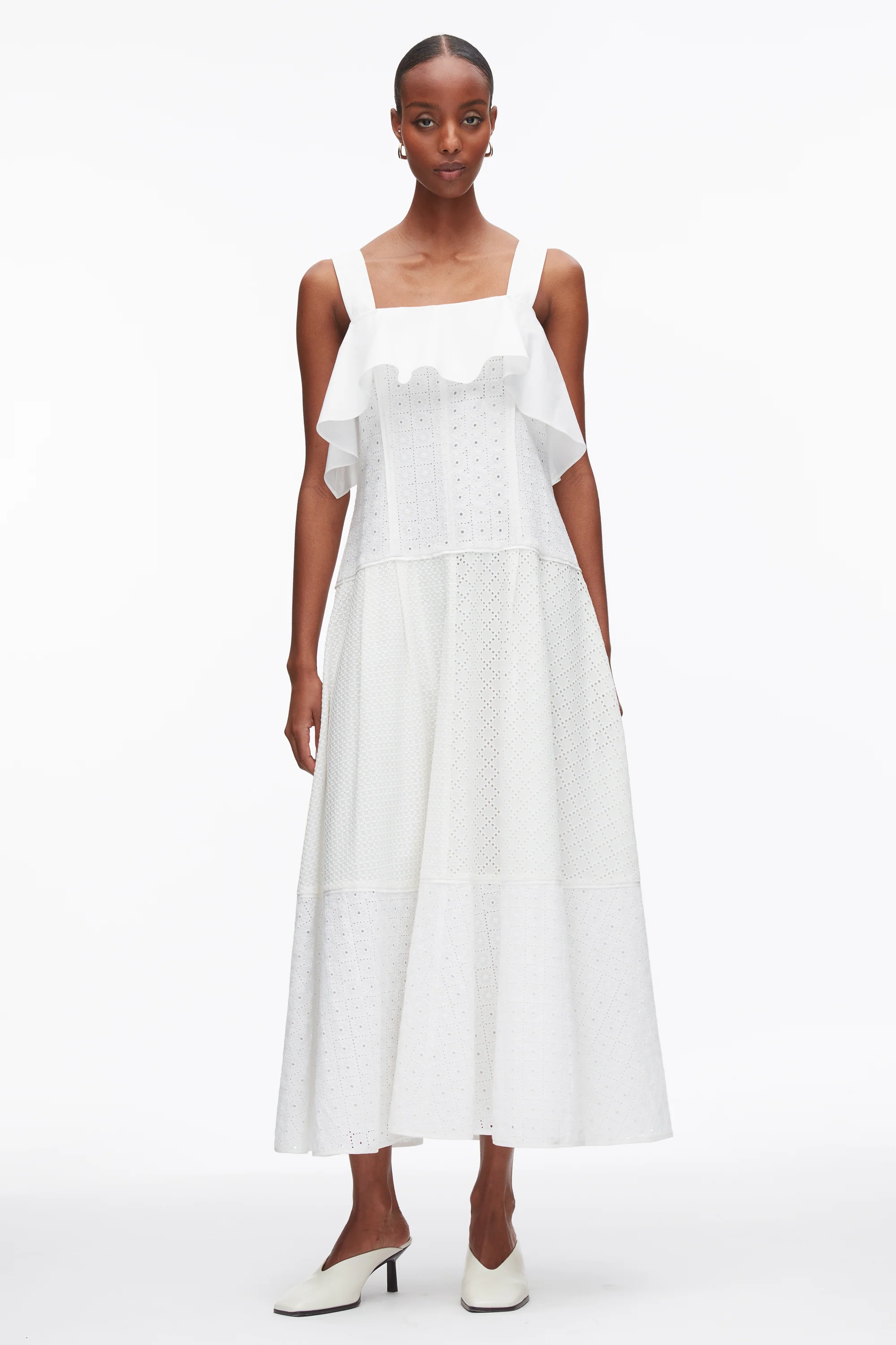 Broderie Anglaise Patchwork Cascade Midi Dress - Image 8