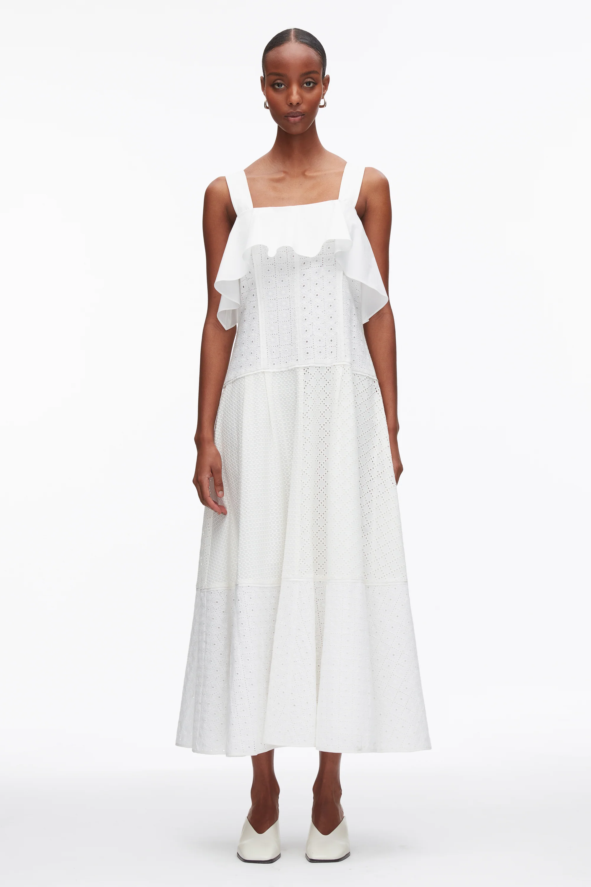 Broderie Anglaise Patchwork Cascade Midi Dress - Image 9