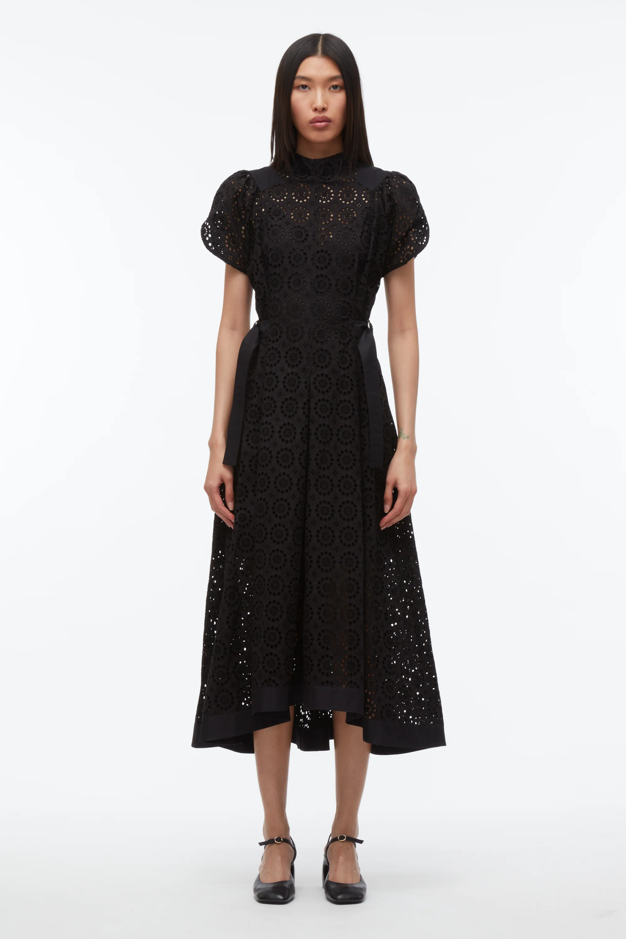Broderie Anglaise Tulip Puff Sleeve Dress