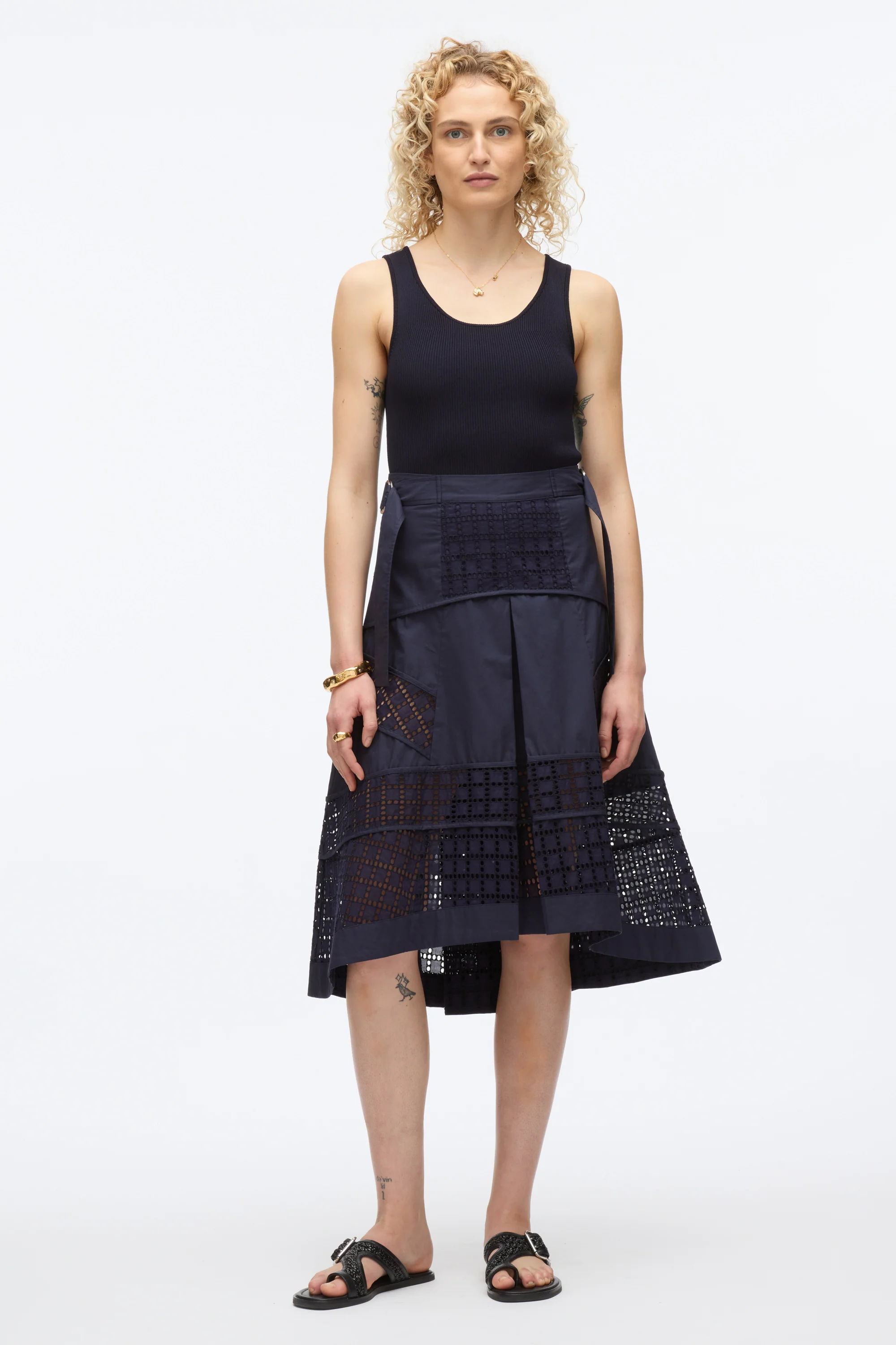 Broderie Anglaise Grid Skirt