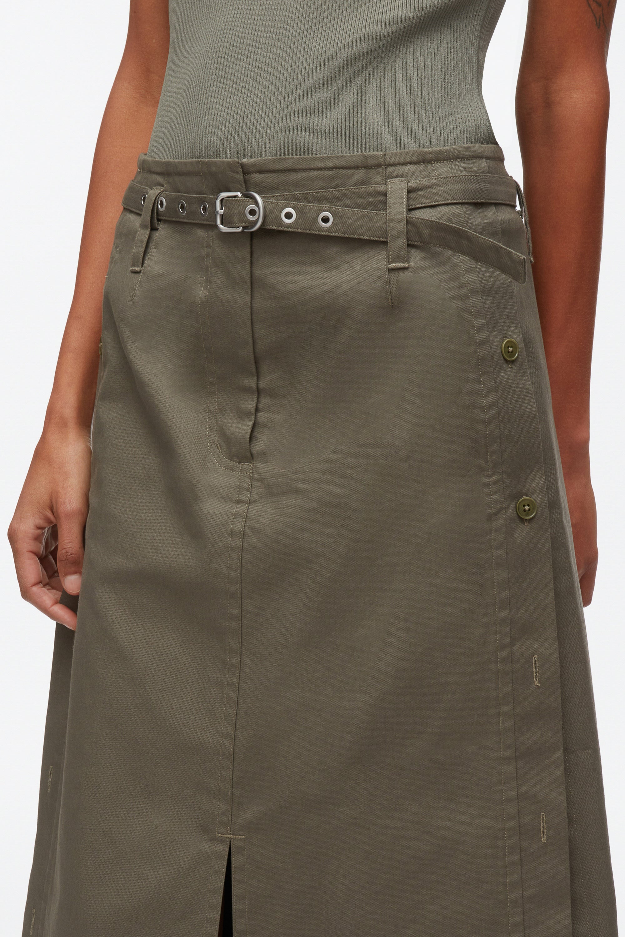 Buttoned Side Utility Skirt - Image 9