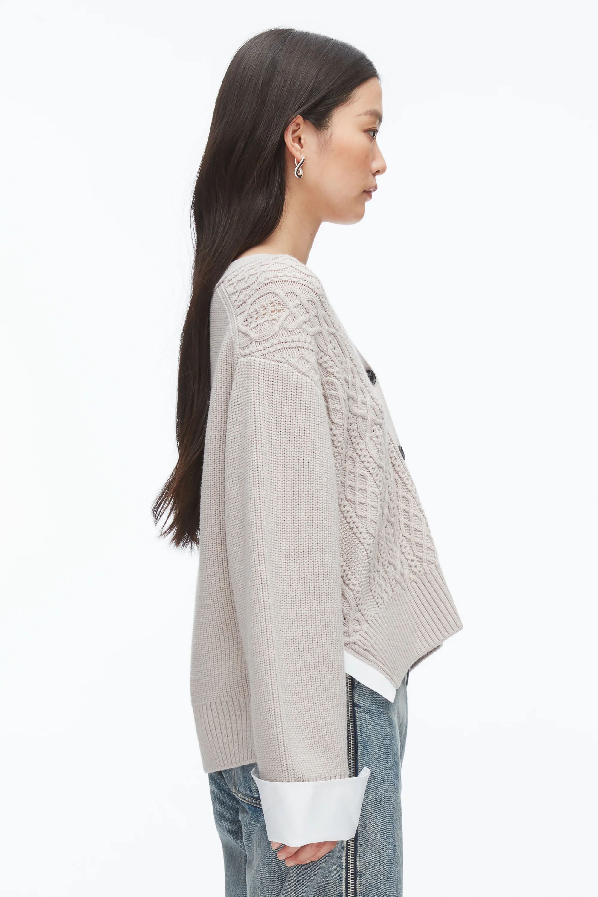 Cable Mix Boyfriend Cardigan - Image 10